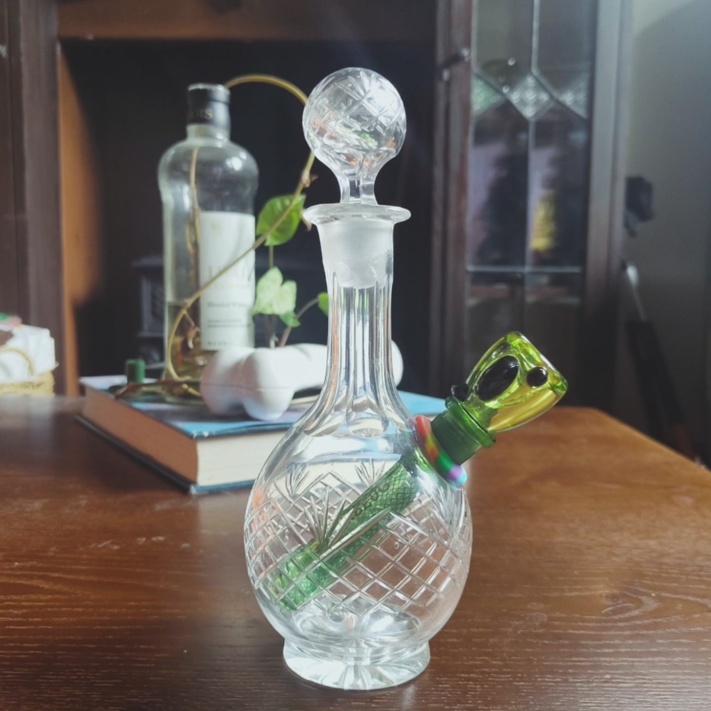 1960s mini crystal decanter bong