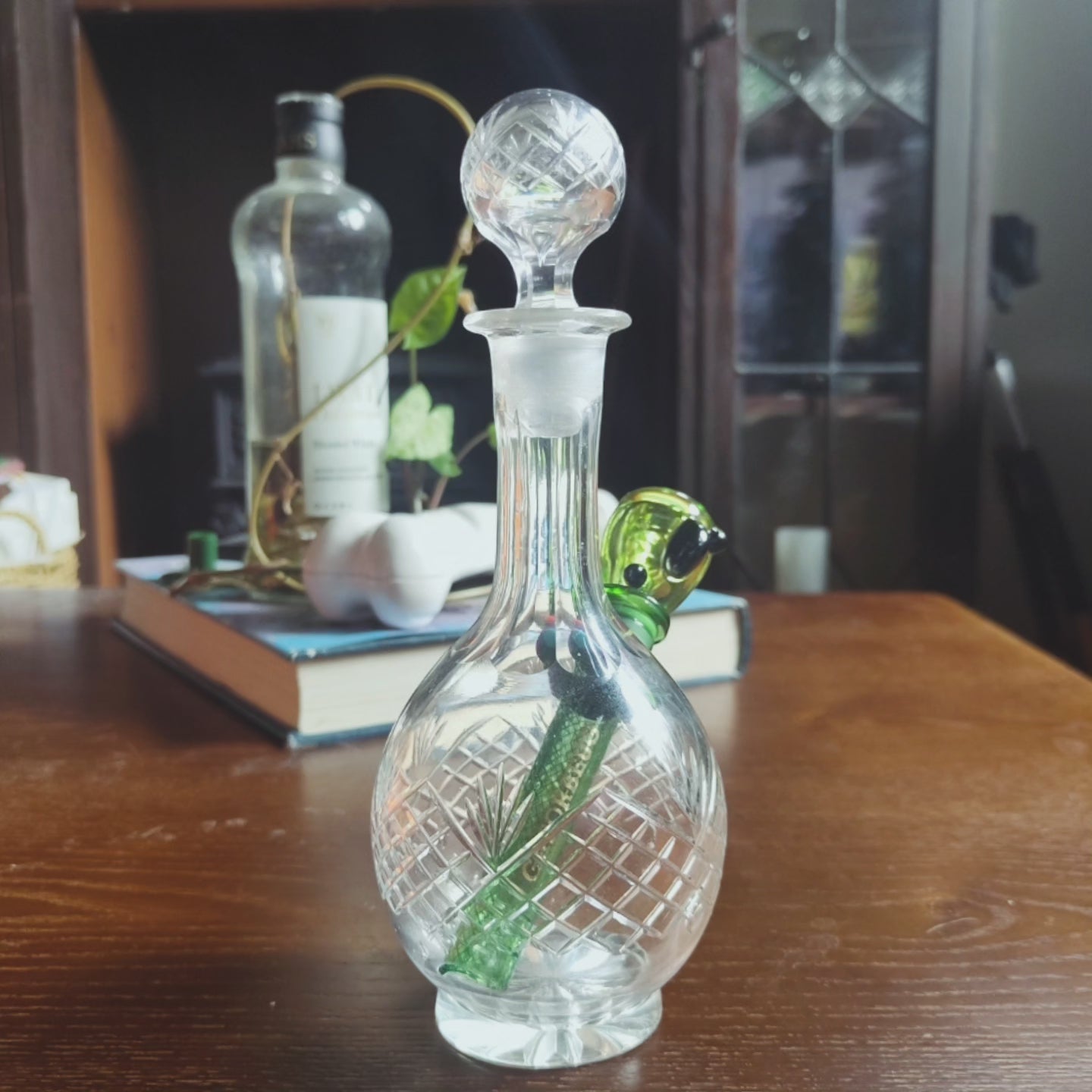 1960s mini crystal decanter bong