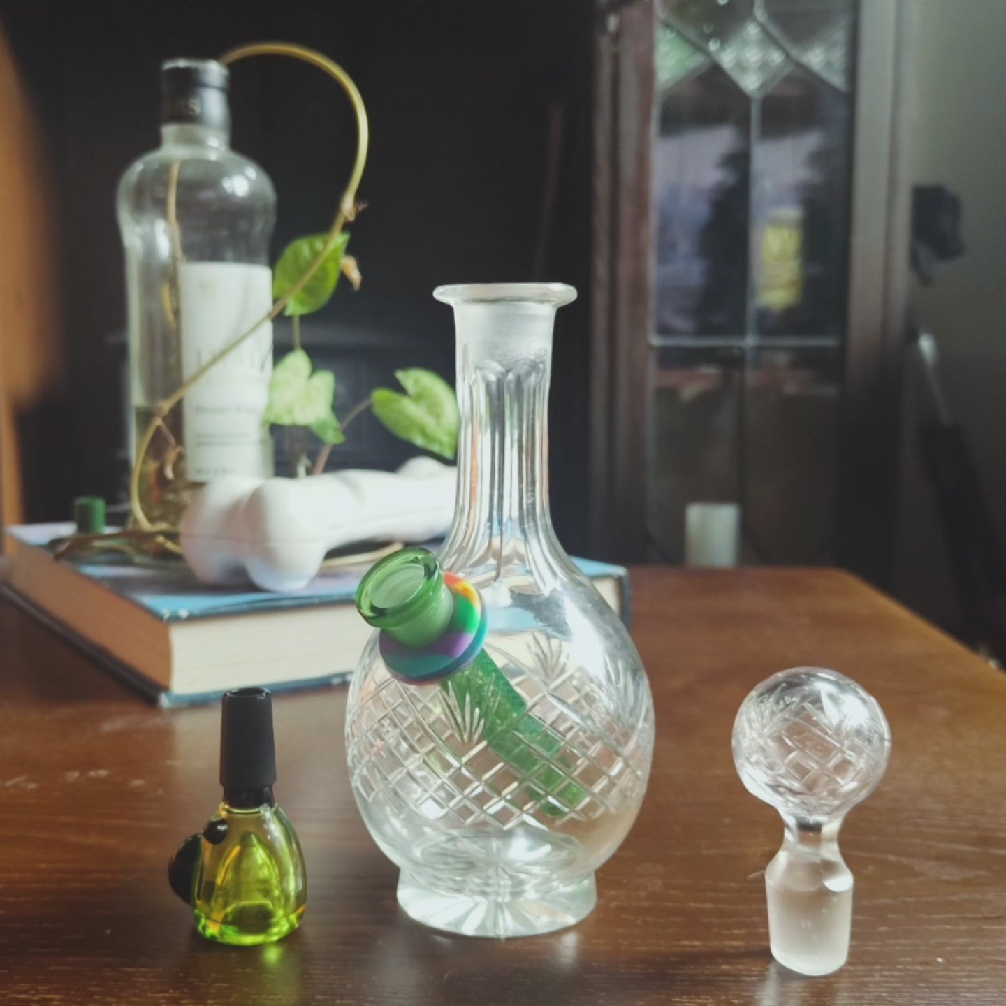 1960s mini crystal decanter bong