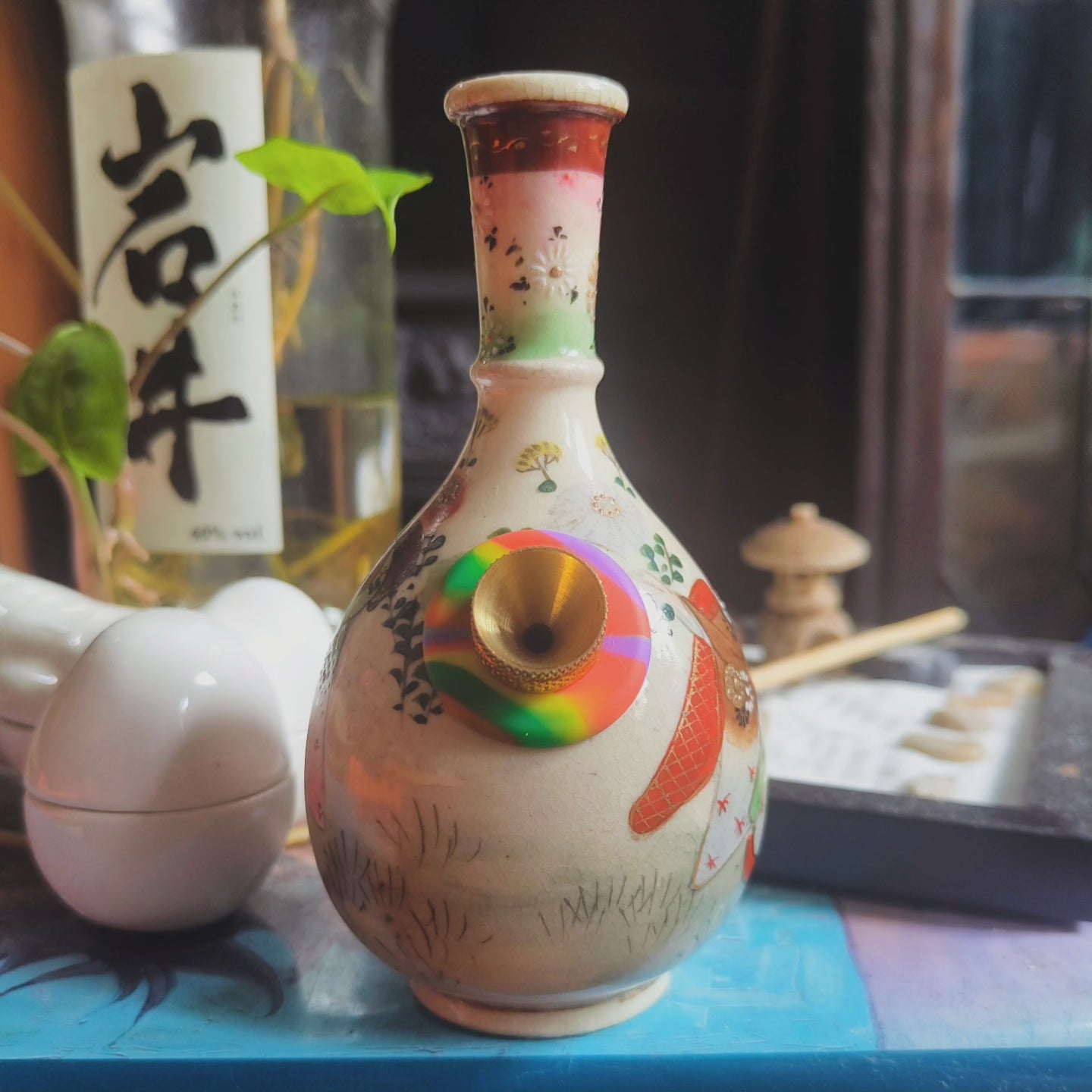 vintage japanese satsuma vase bong