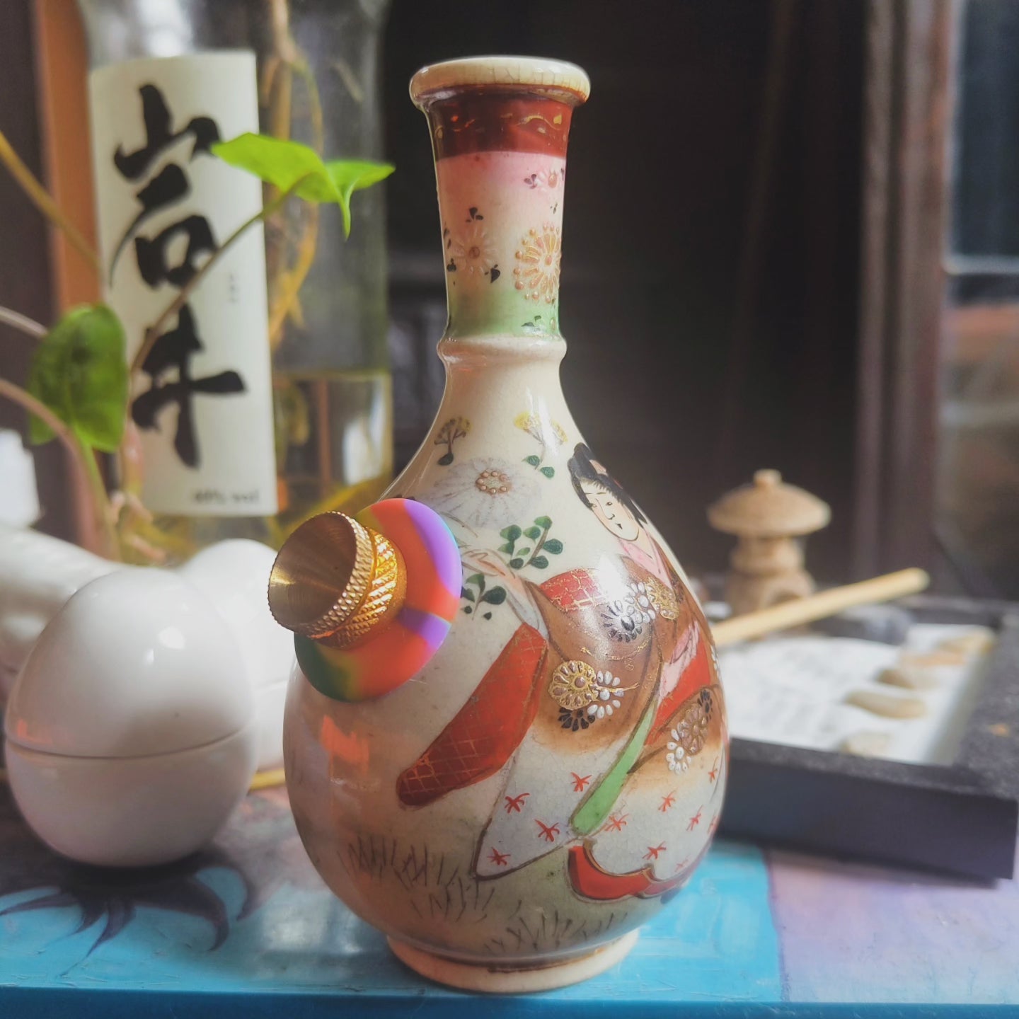 vintage japanese satsuma vase bong