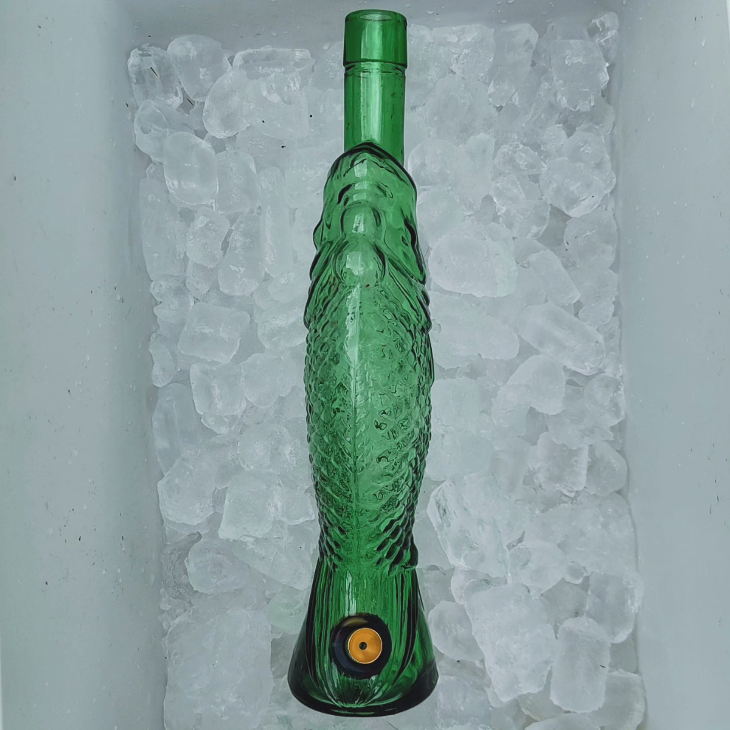 1960s italian green glass barra' bong by antinori bianco