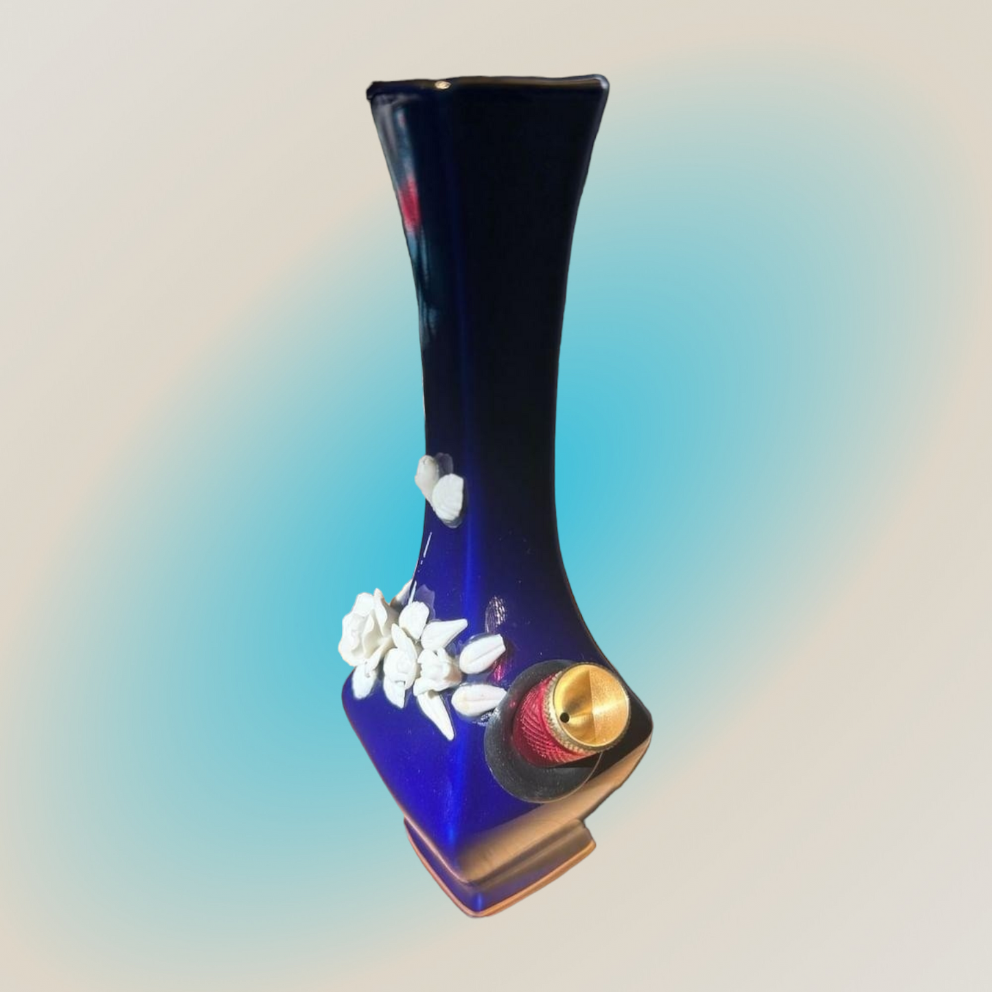 deep royal blue n gold vase