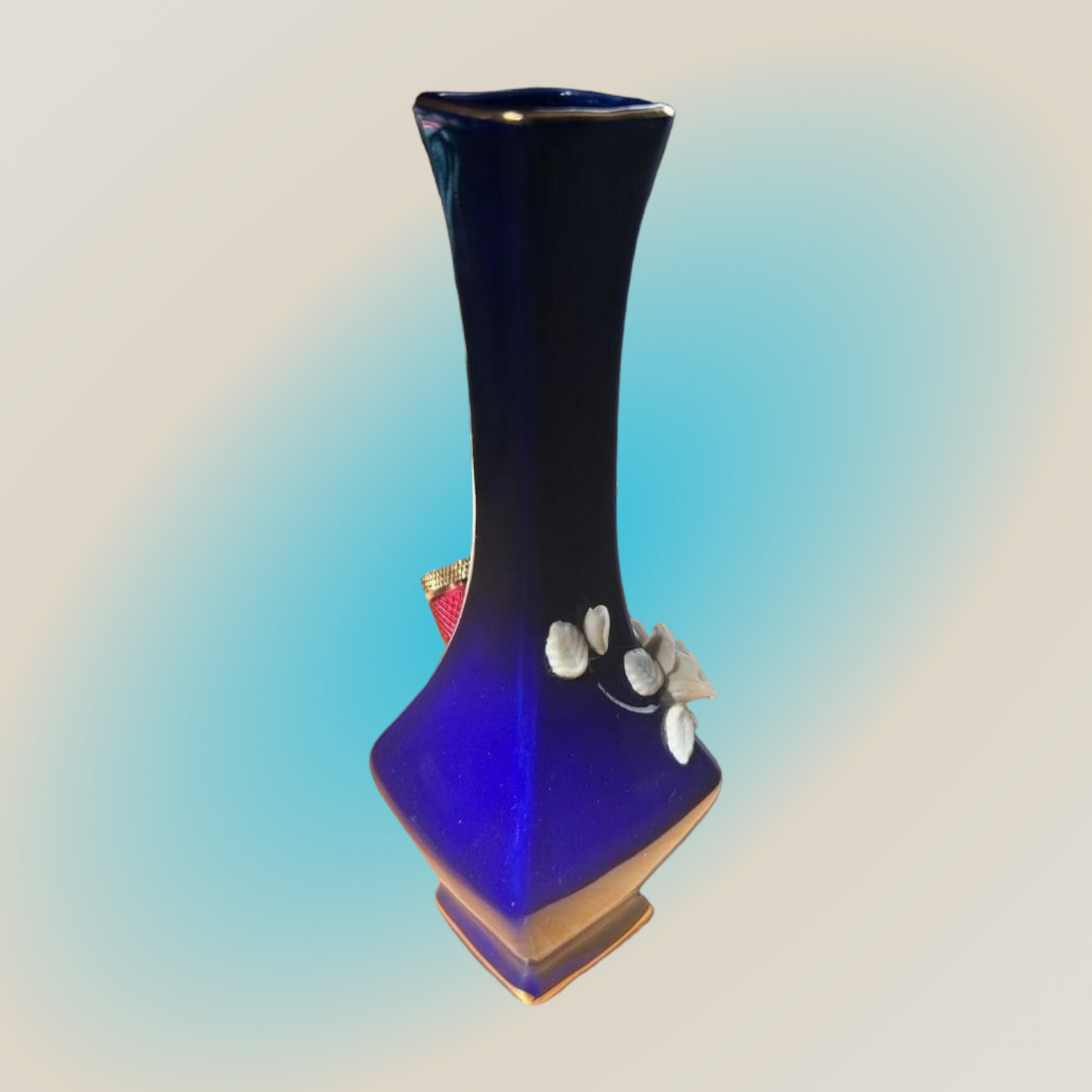 deep royal blue n gold vase