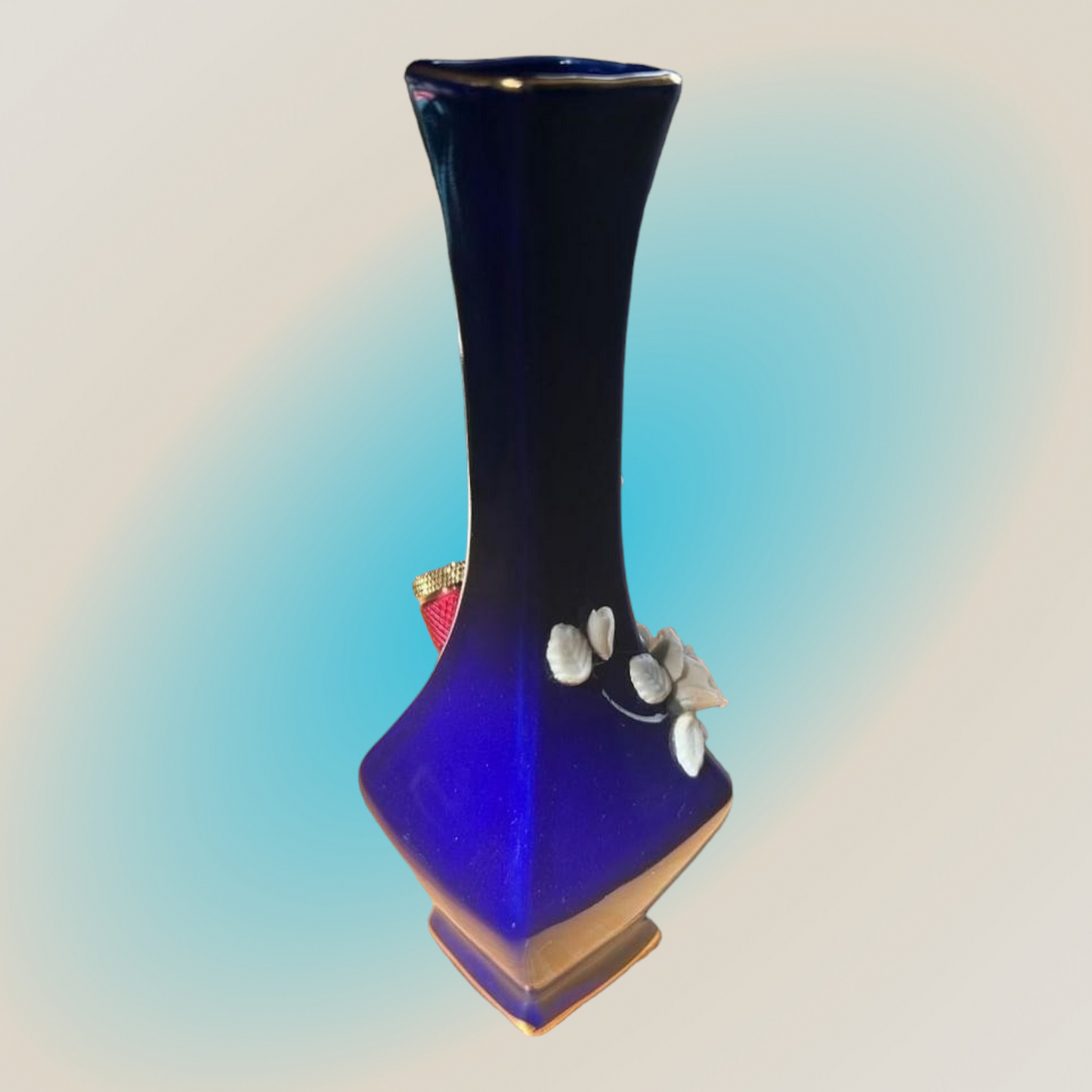 deep royal blue n gold vase