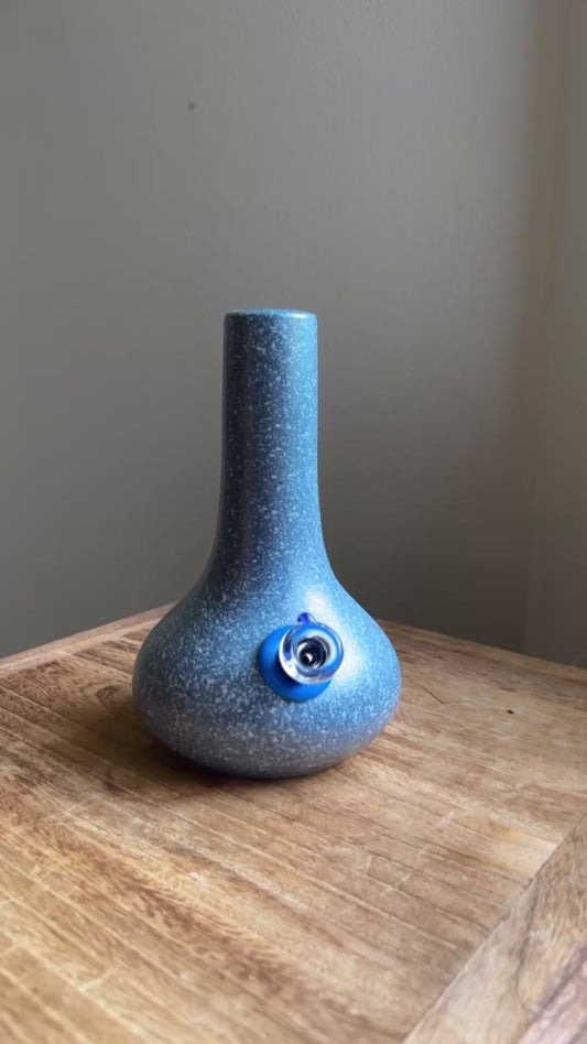 1960s speckled stone vase