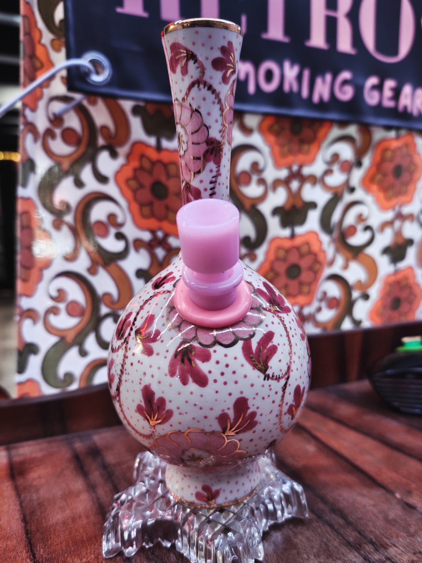 1940s pink floral zenith bong