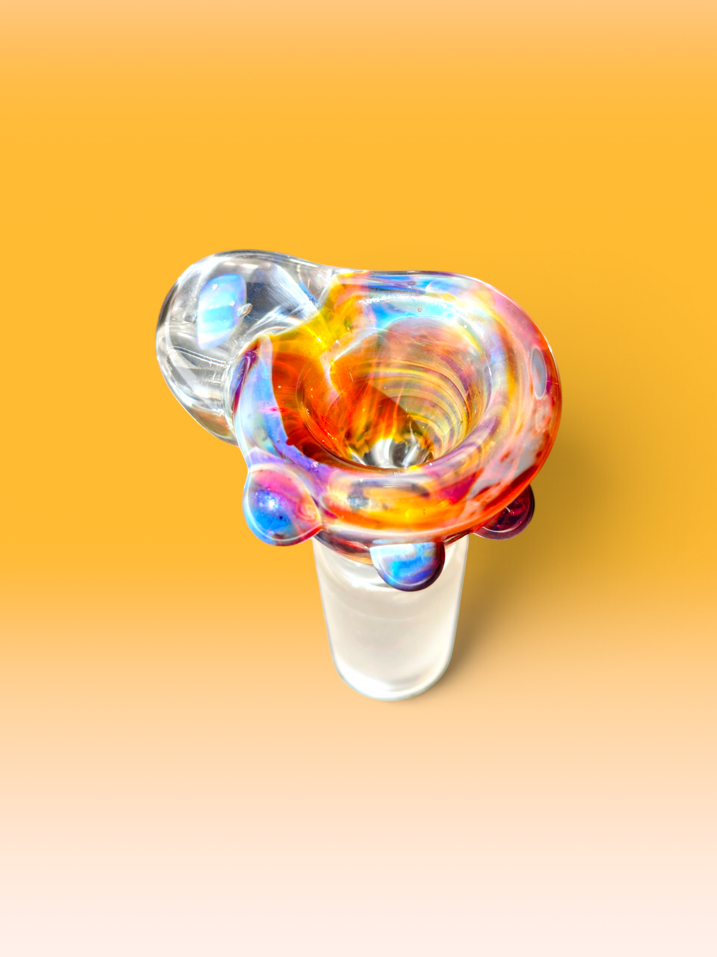 amber glass opal handled 14mm bowl with river sediment swirls