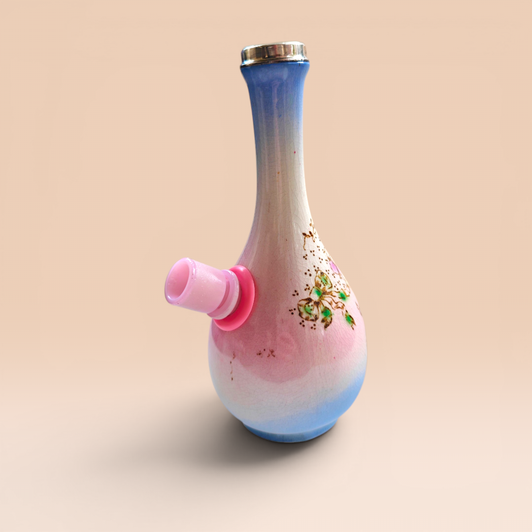 1880s sterling silver and china flower bong
