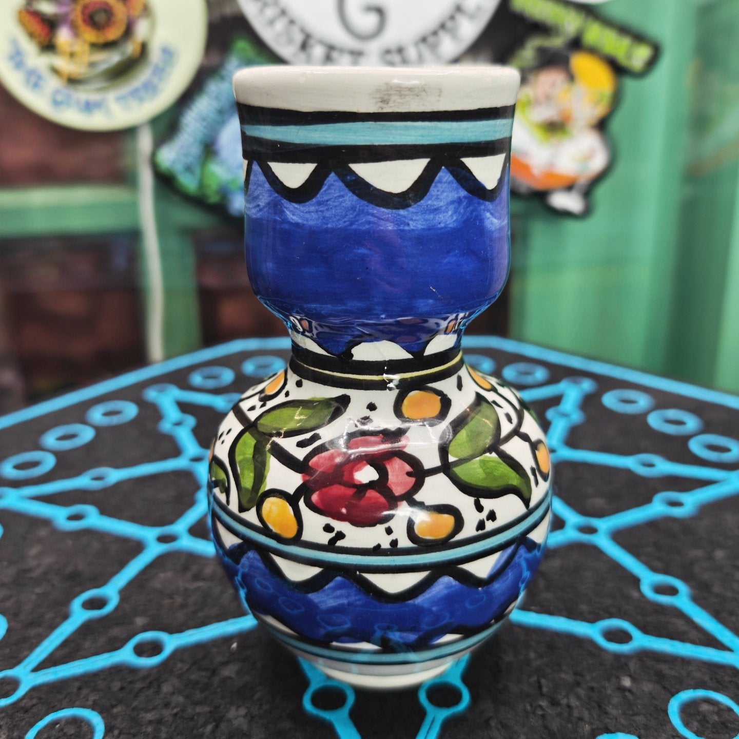 hand painted mexican bong vase