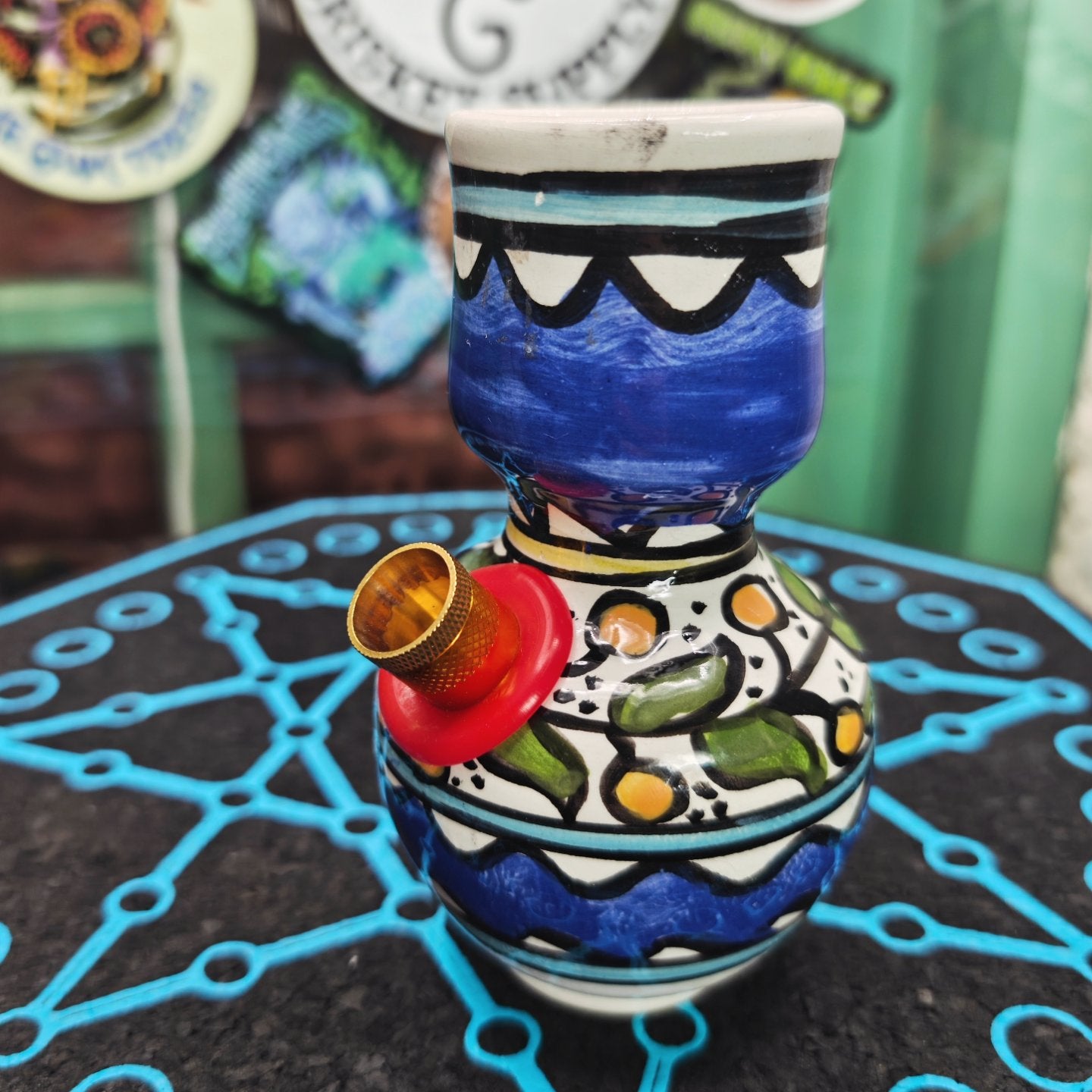 hand painted mexican bong vase