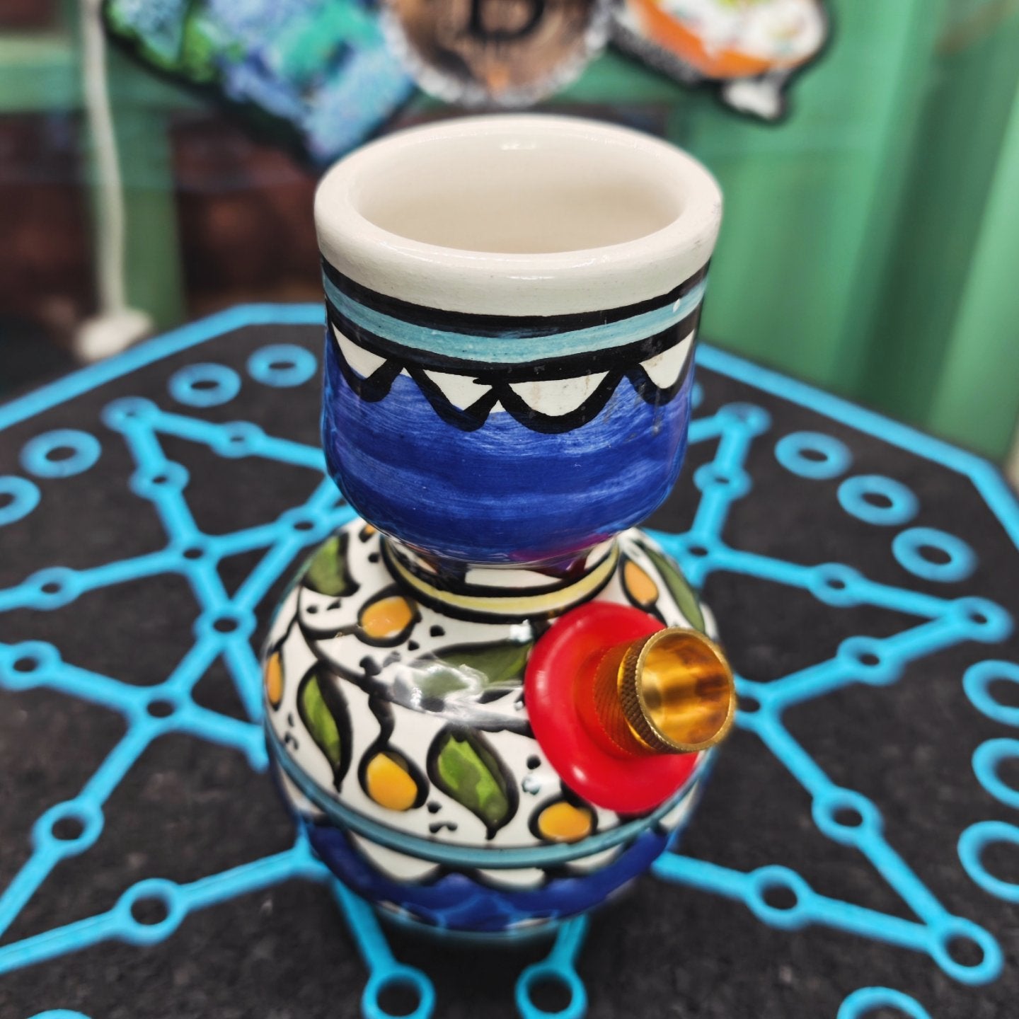 hand painted mexican bong vase