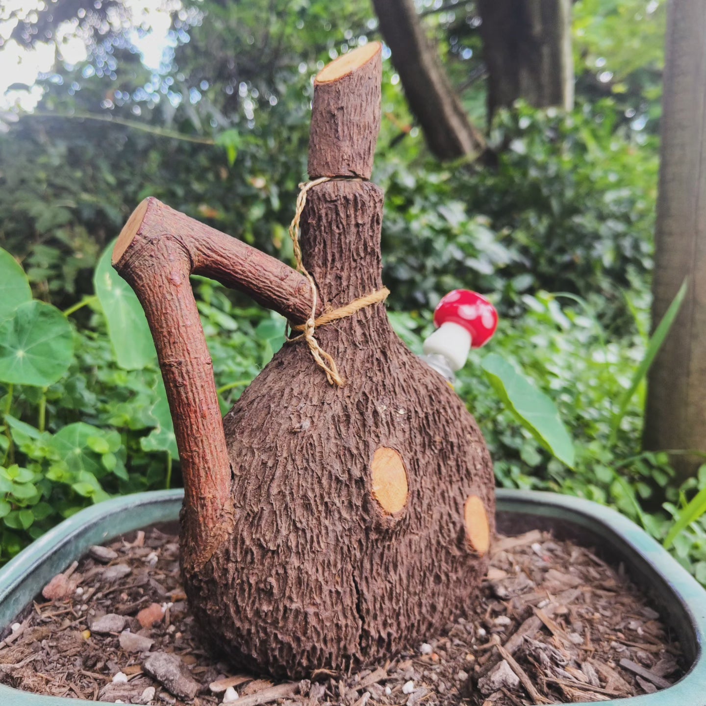 vintage rindenschmid bark decanter bong with mushroom bowl