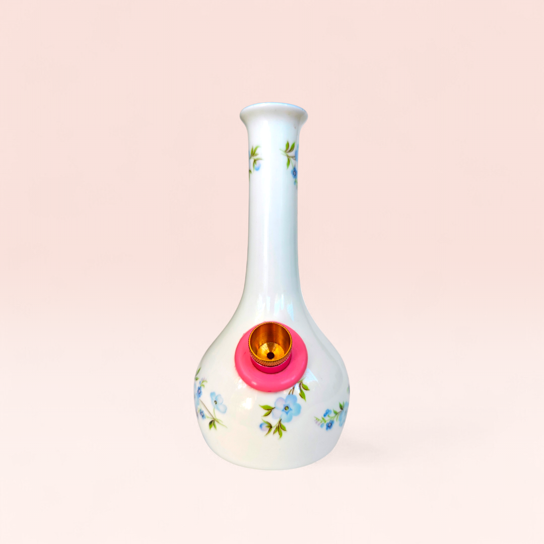 1960s fine bone china crown staffordshire 'roch garden' bud vase bong