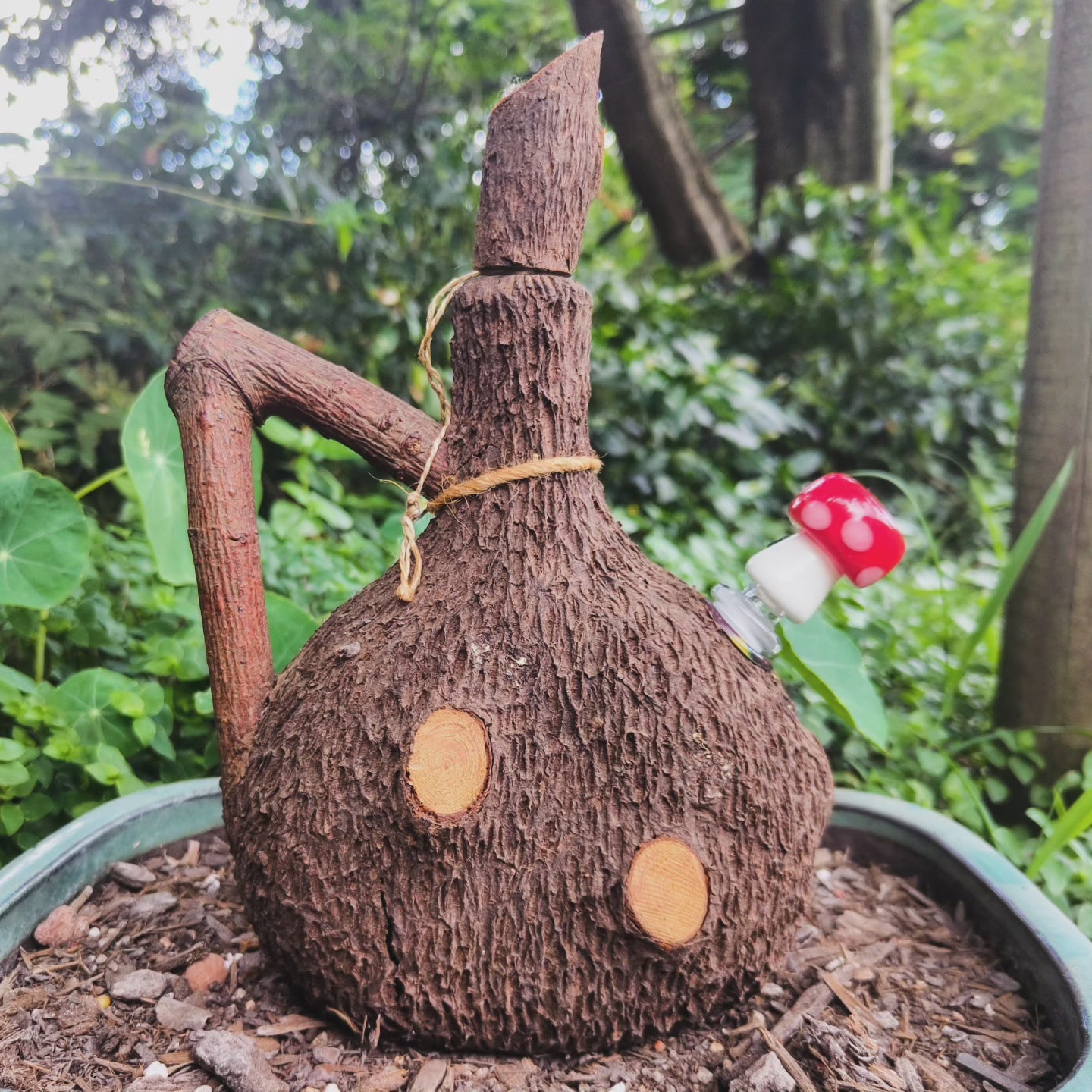 vintage rindenschmid bark decanter bong with mushroom bowl