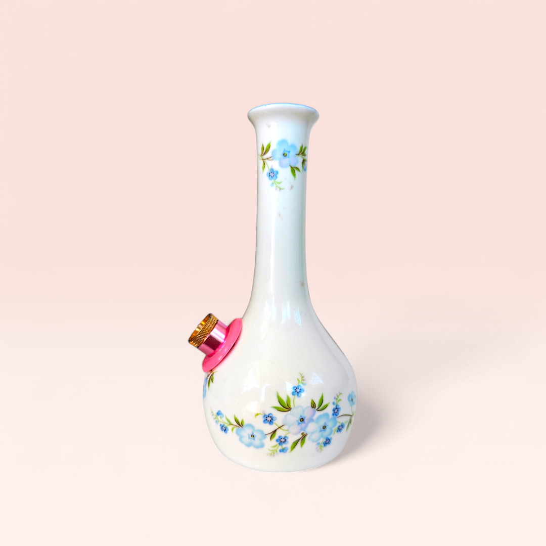 1960s fine bone china crown staffordshire 'roch garden' bud vase bong