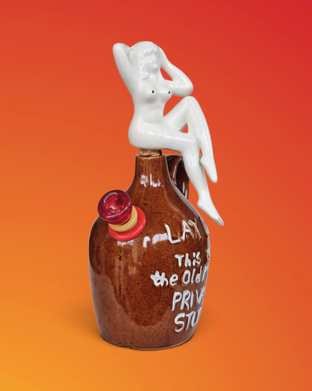 1950s japanese old man's stash bong with nude lady stopper
