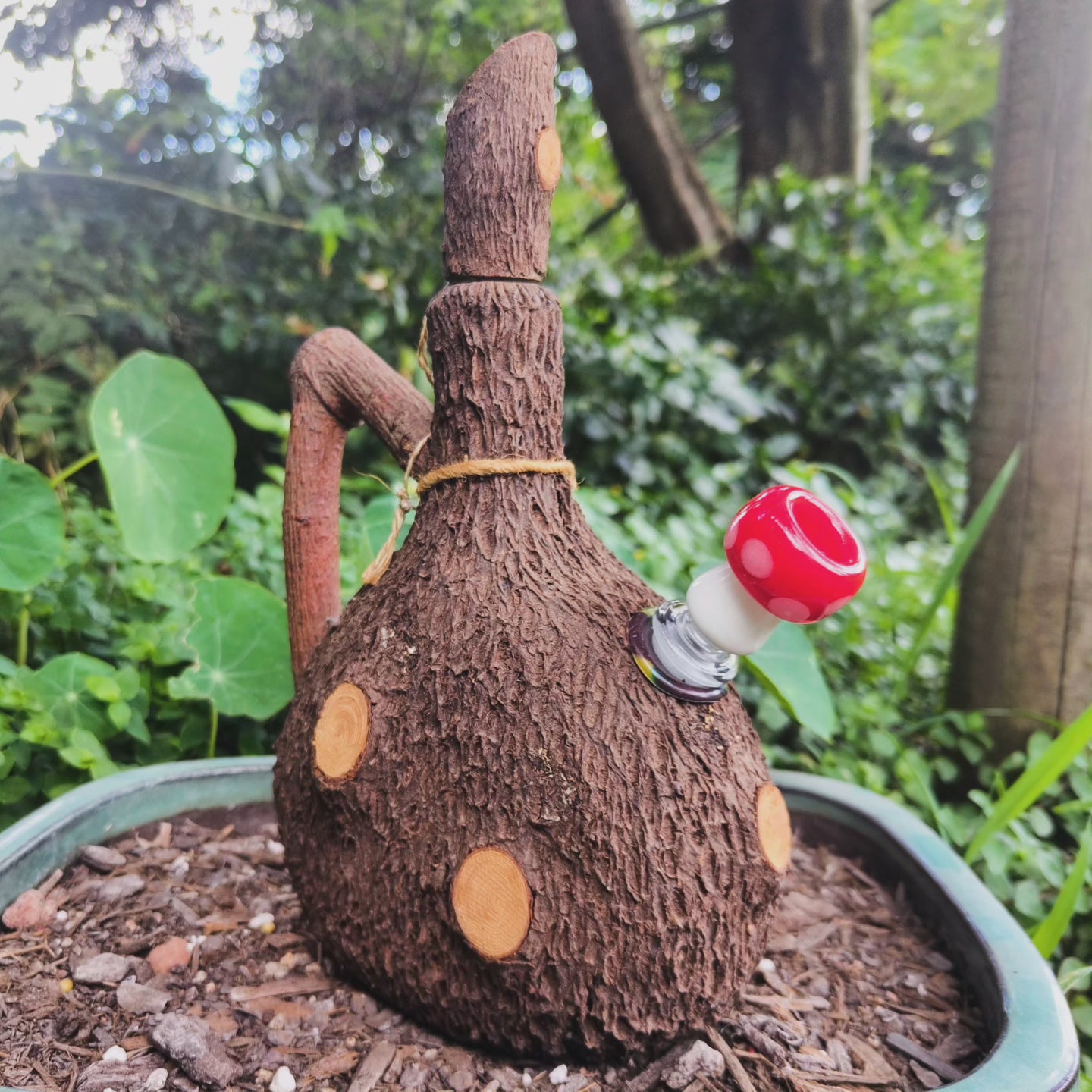 vintage rindenschmid bark decanter bong with mushroom bowl