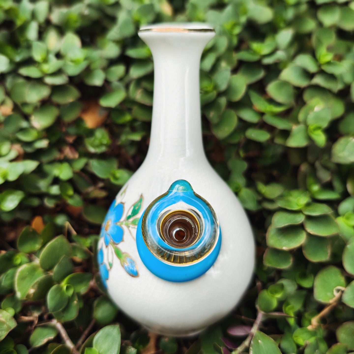 early 1900s japanese satsuma flower bong vase