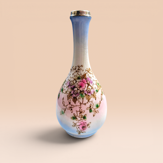 1880s sterling silver and china flower bong