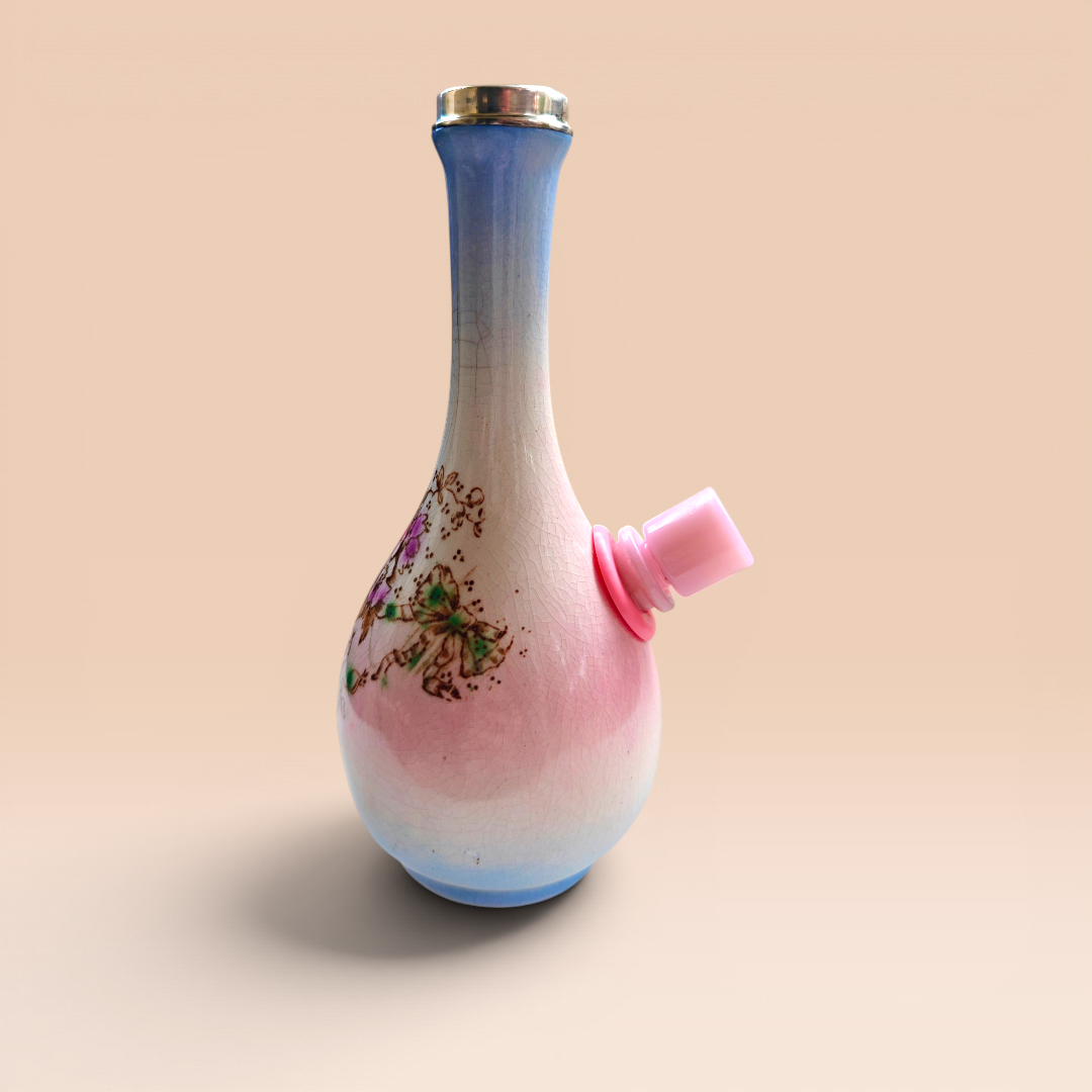 1880s sterling silver and china flower bong