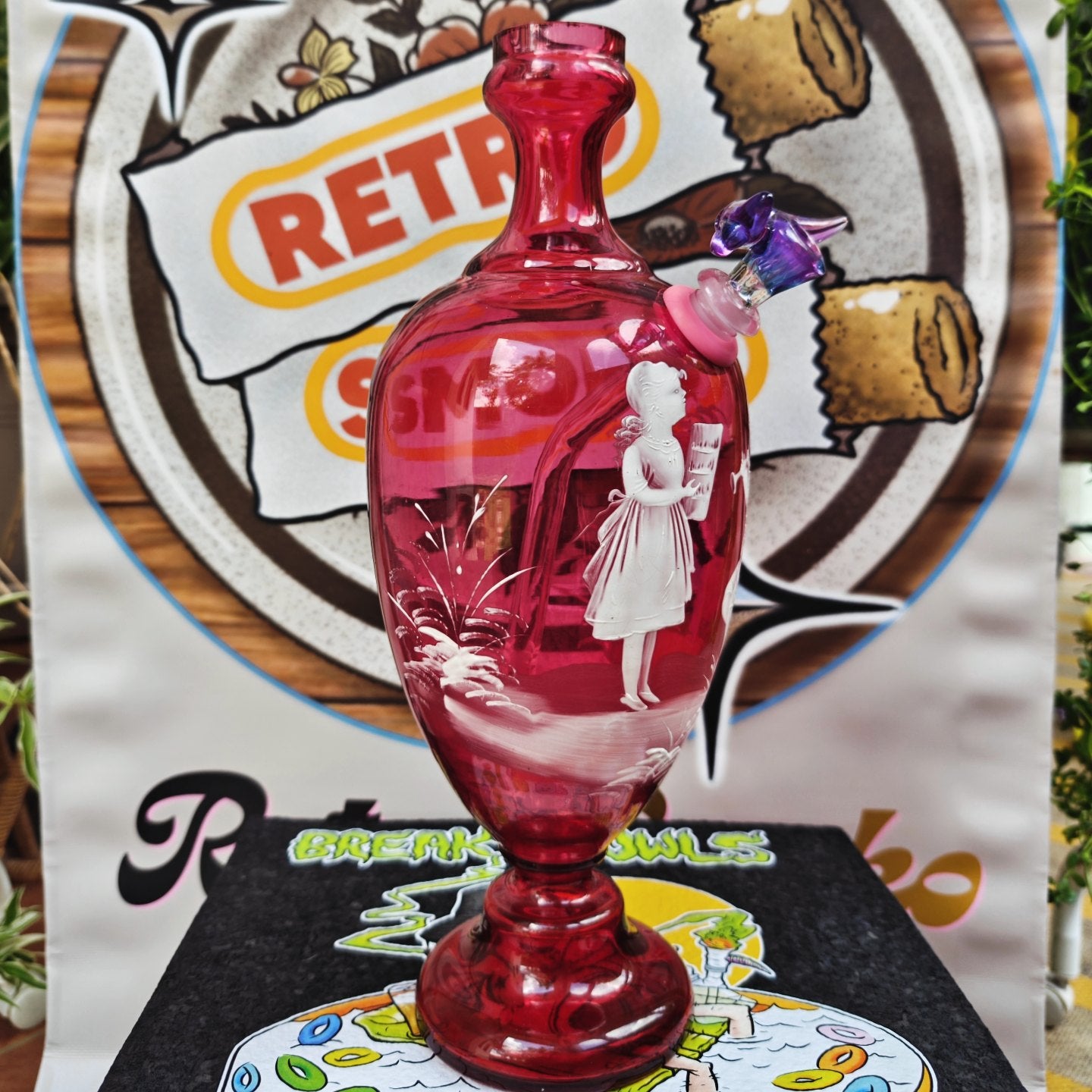 1890s mary gregory urn vase bong