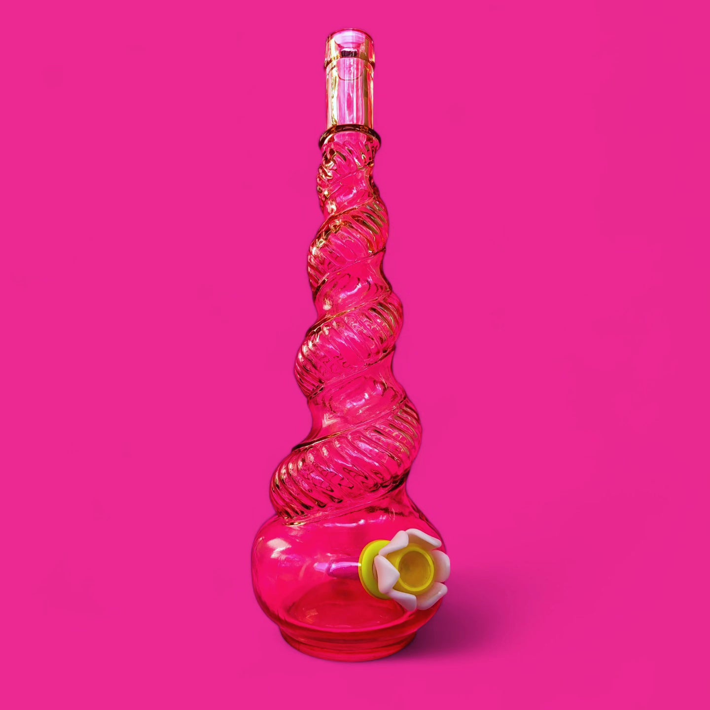 60s italian pink glass serpentine genie bottle bong