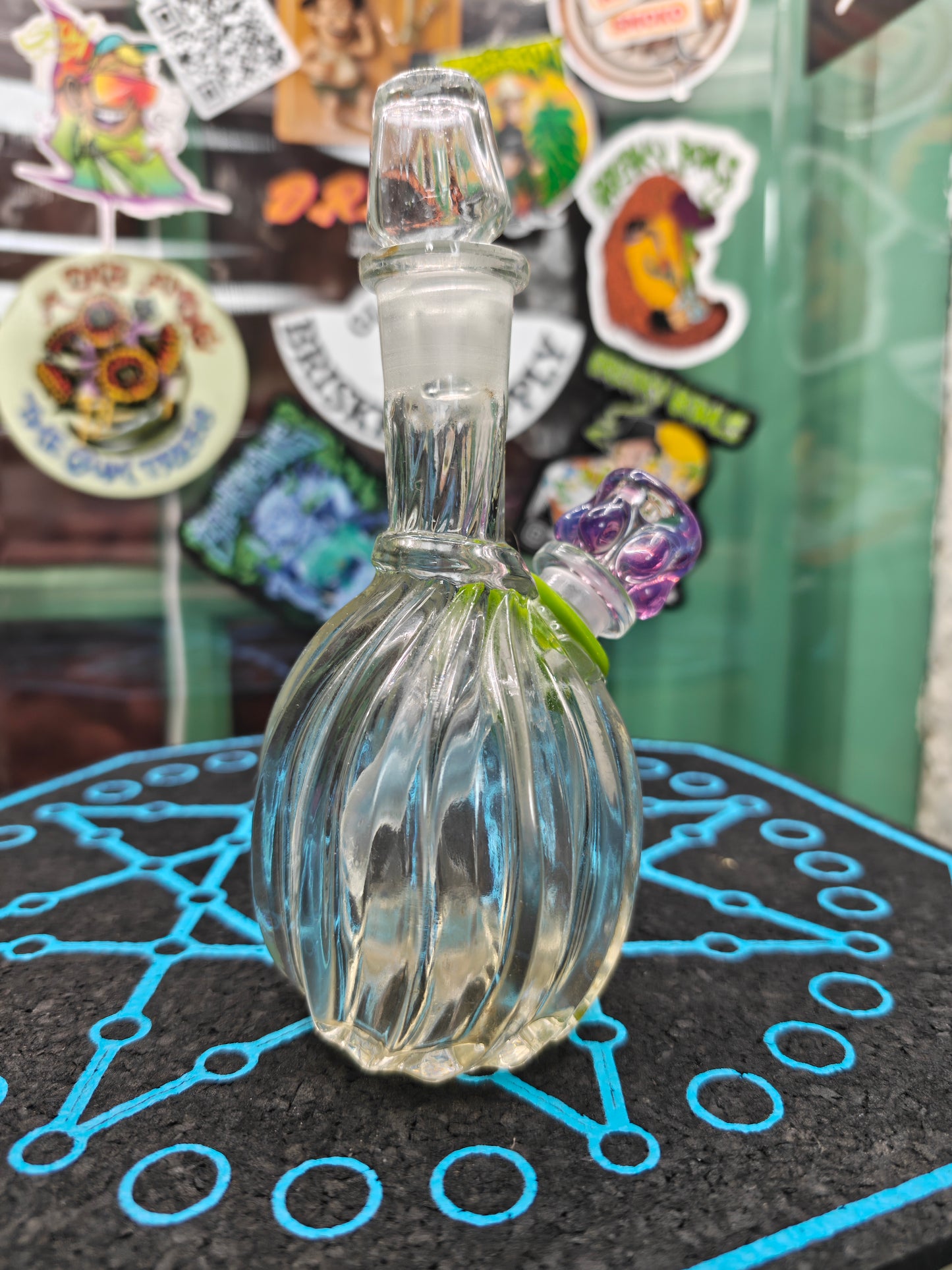 early 1900s hand blown glass medicines decanter