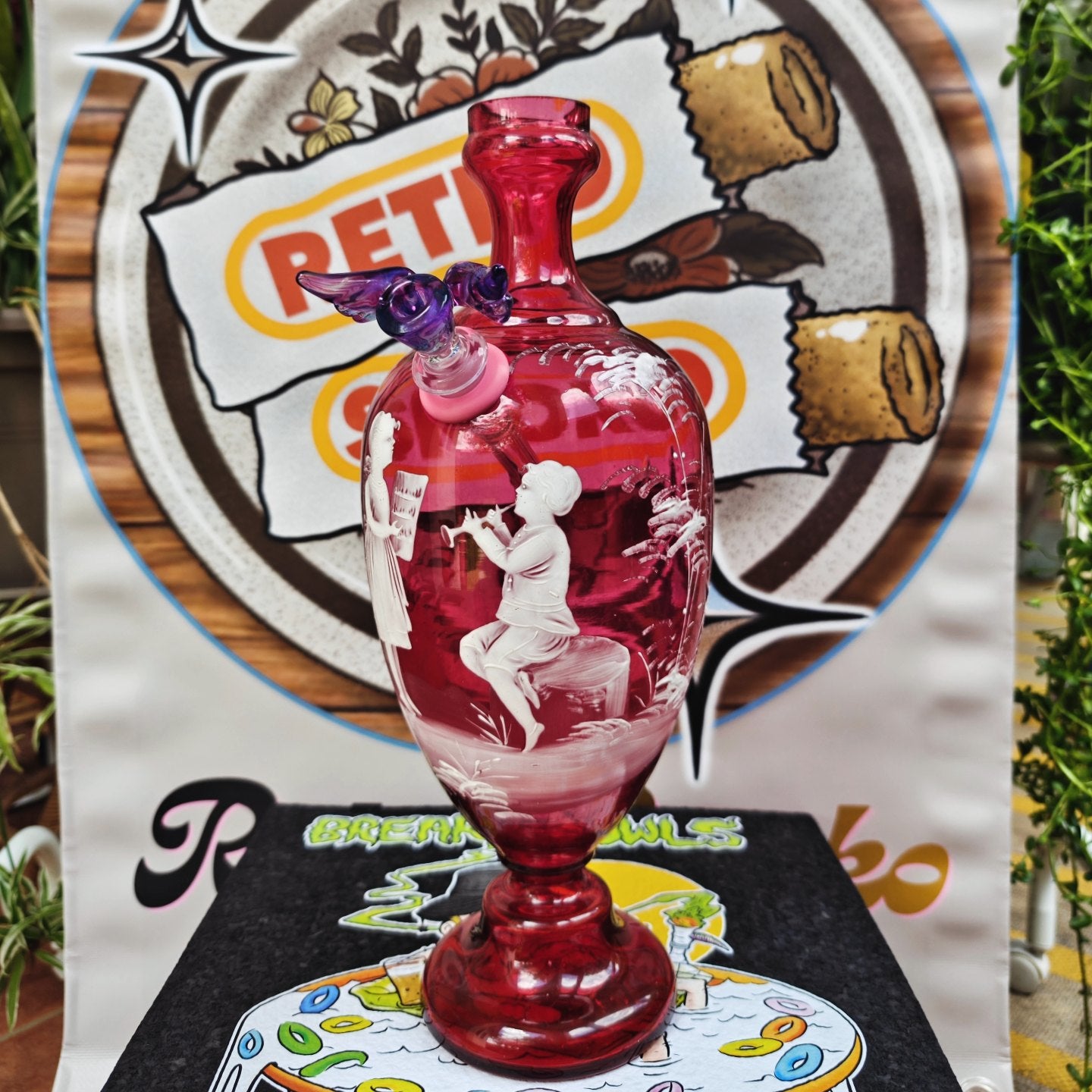 1890s mary gregory urn vase bong