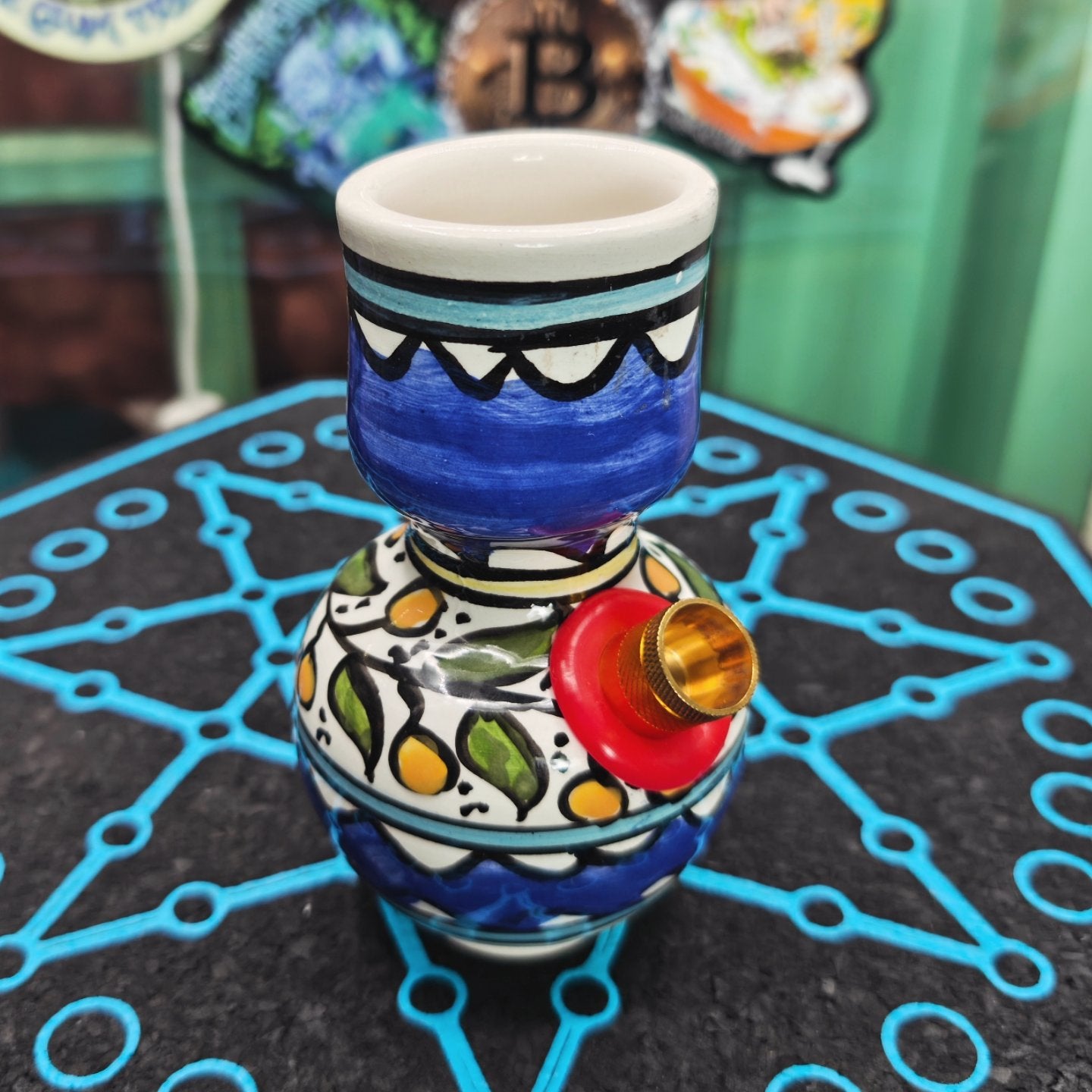 hand painted mexican bong vase