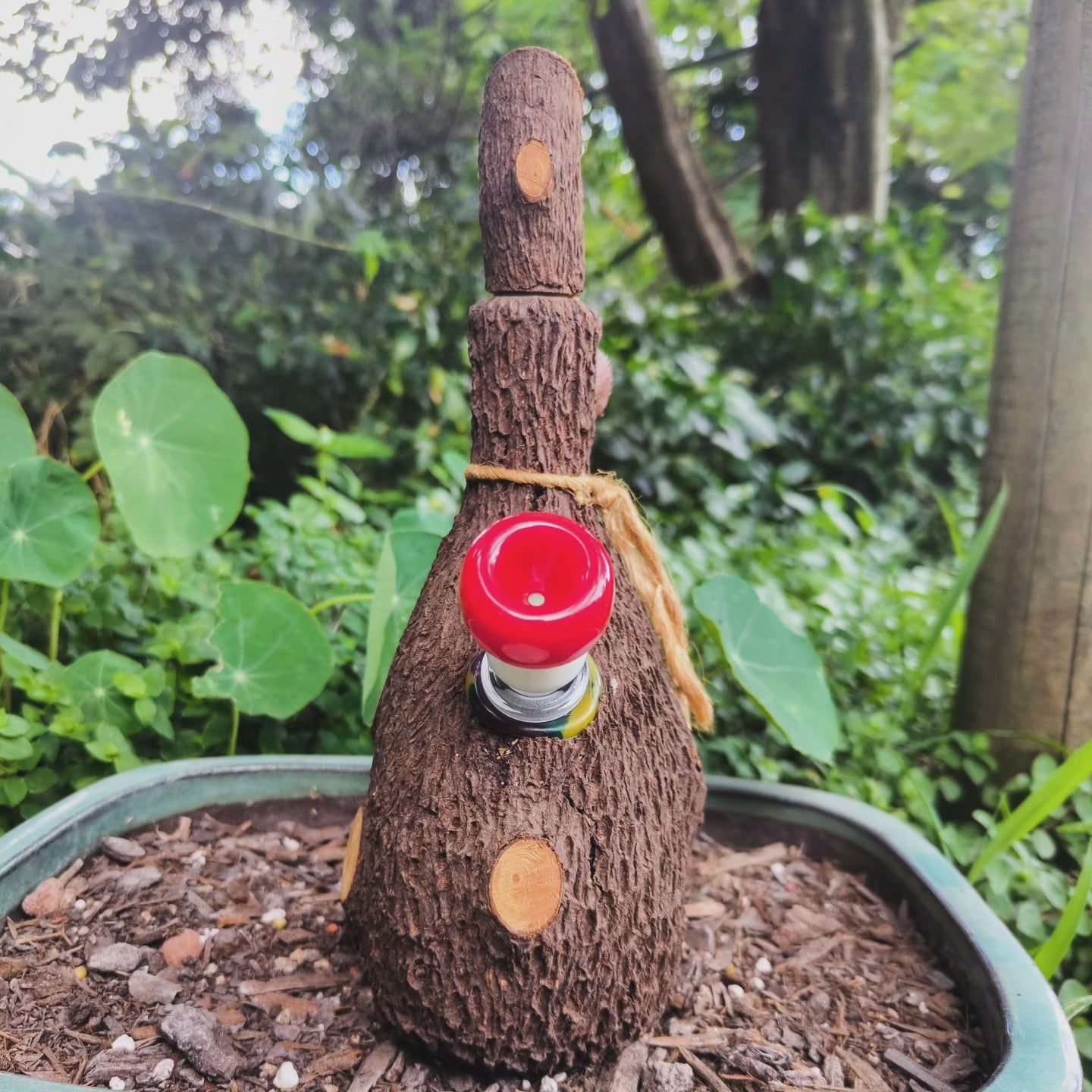 vintage rindenschmid bark decanter bong with mushroom bowl