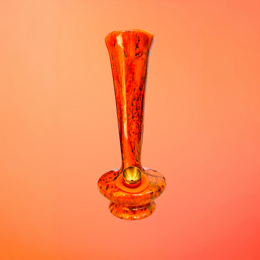 super old west german trumpet neck vase bong with splatter glaze