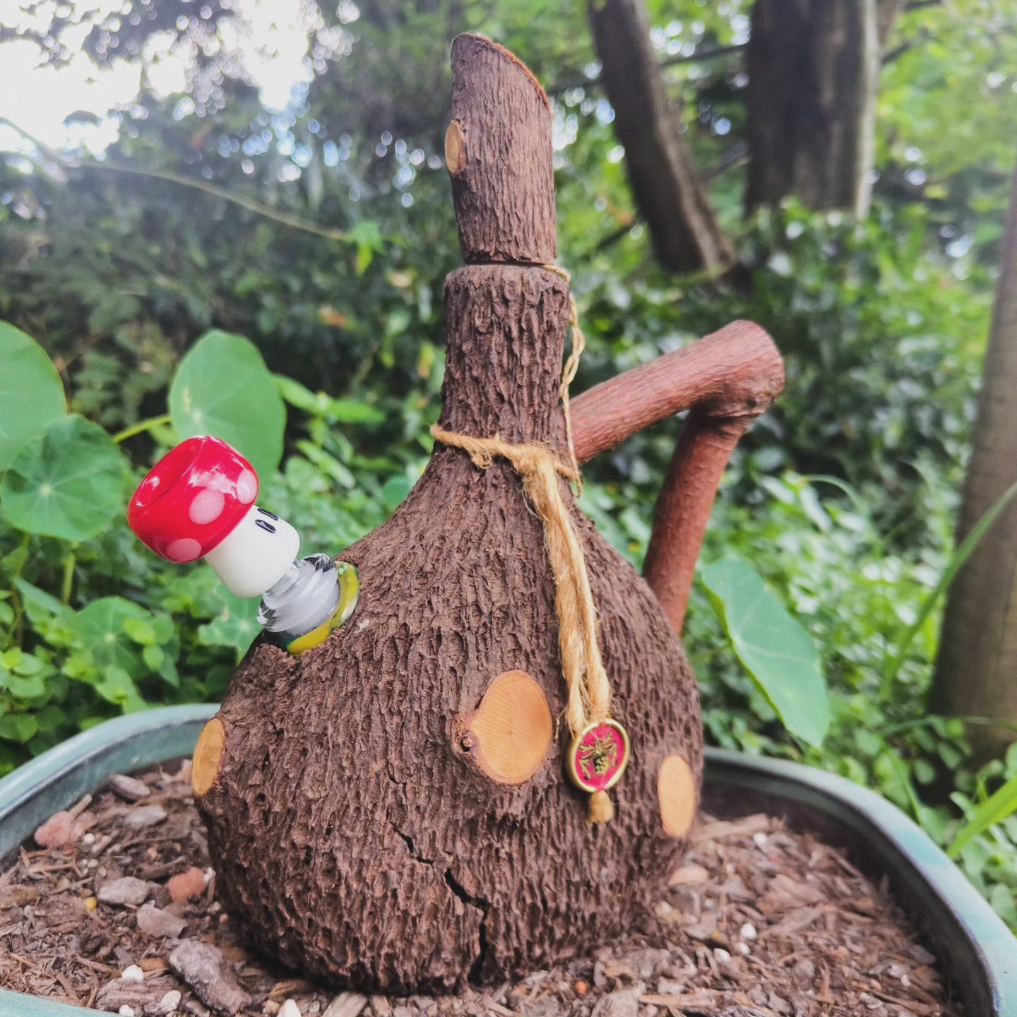 vintage rindenschmid bark decanter bong with mushroom bowl