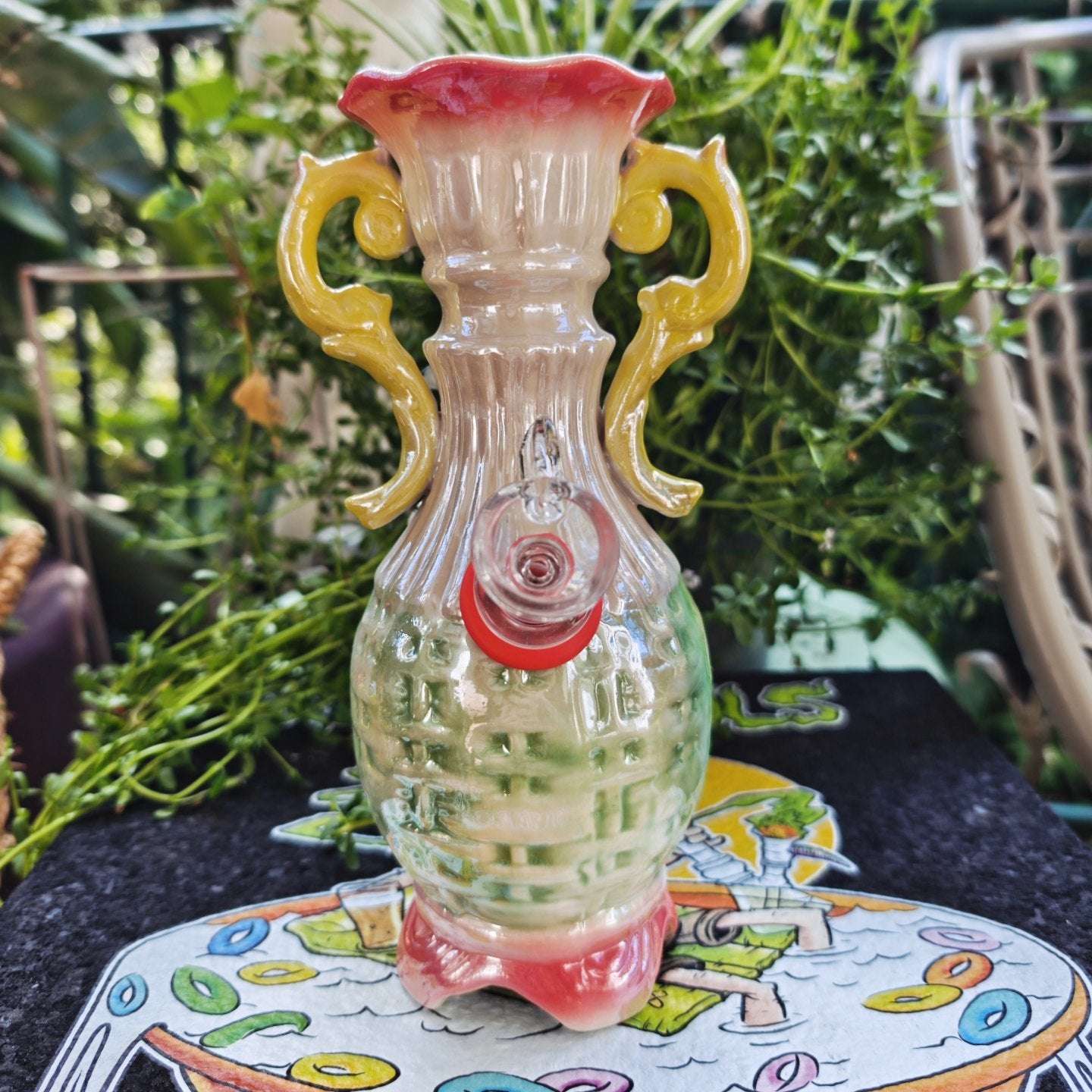 retro glitter flower super bong