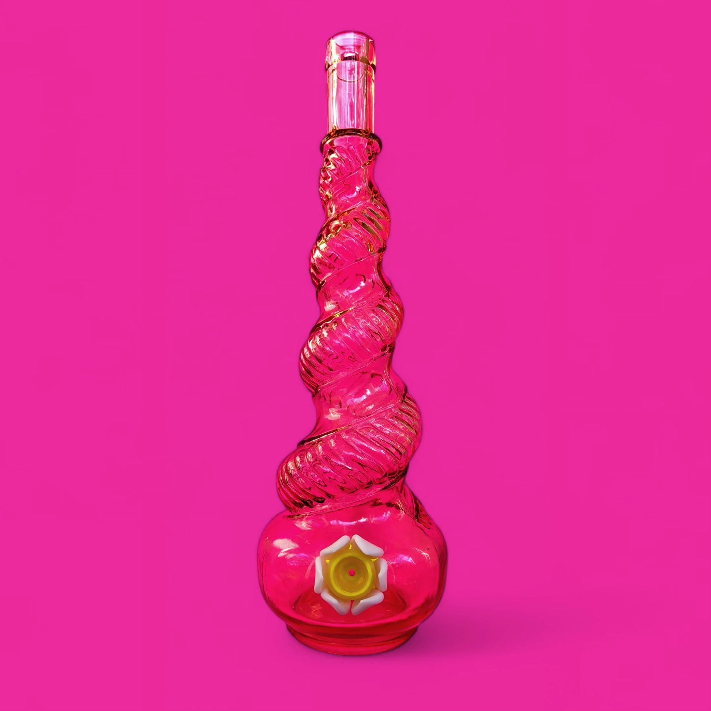 60s italian pink glass serpentine genie bottle bong