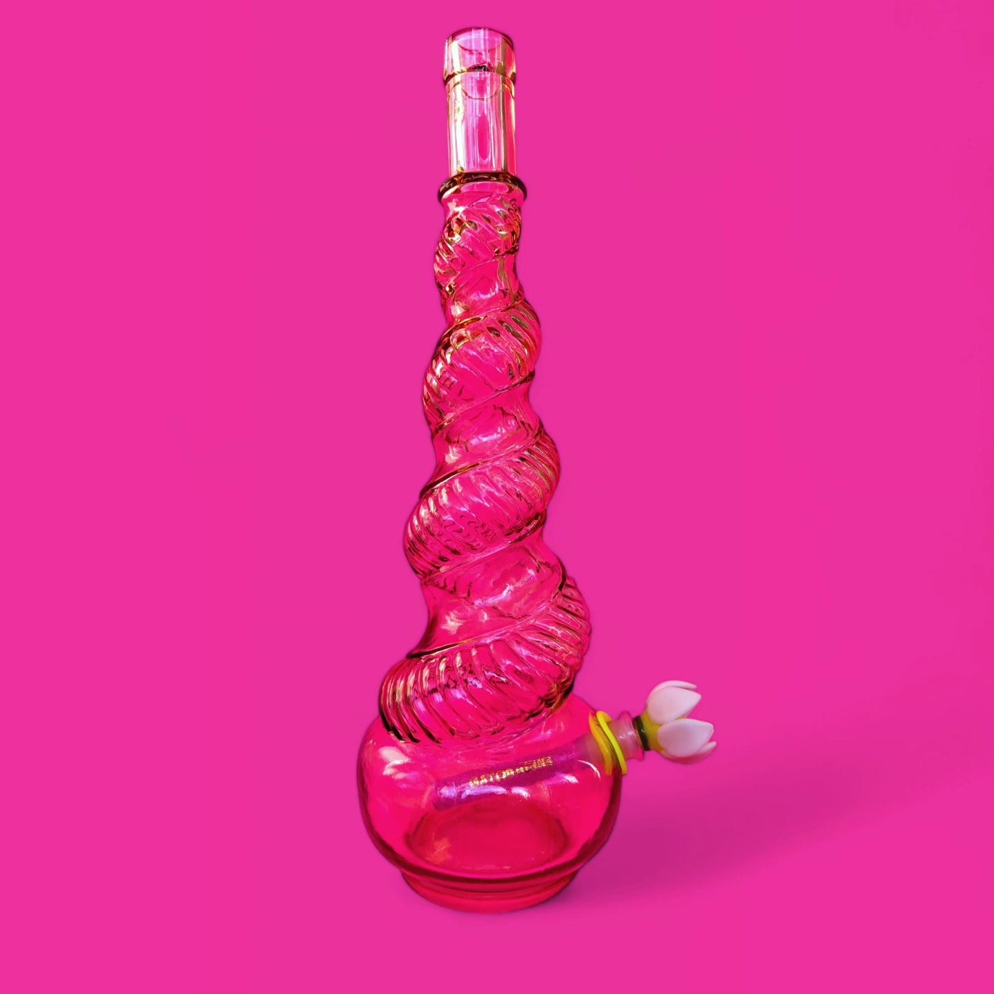 60s italian pink glass serpentine genie bottle bong