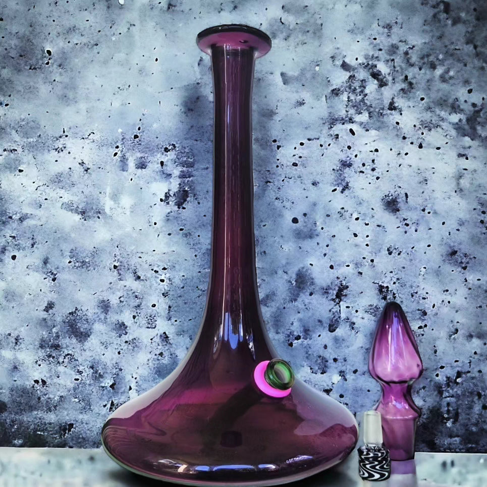 massive retro hand blown amethyst glass genie bong