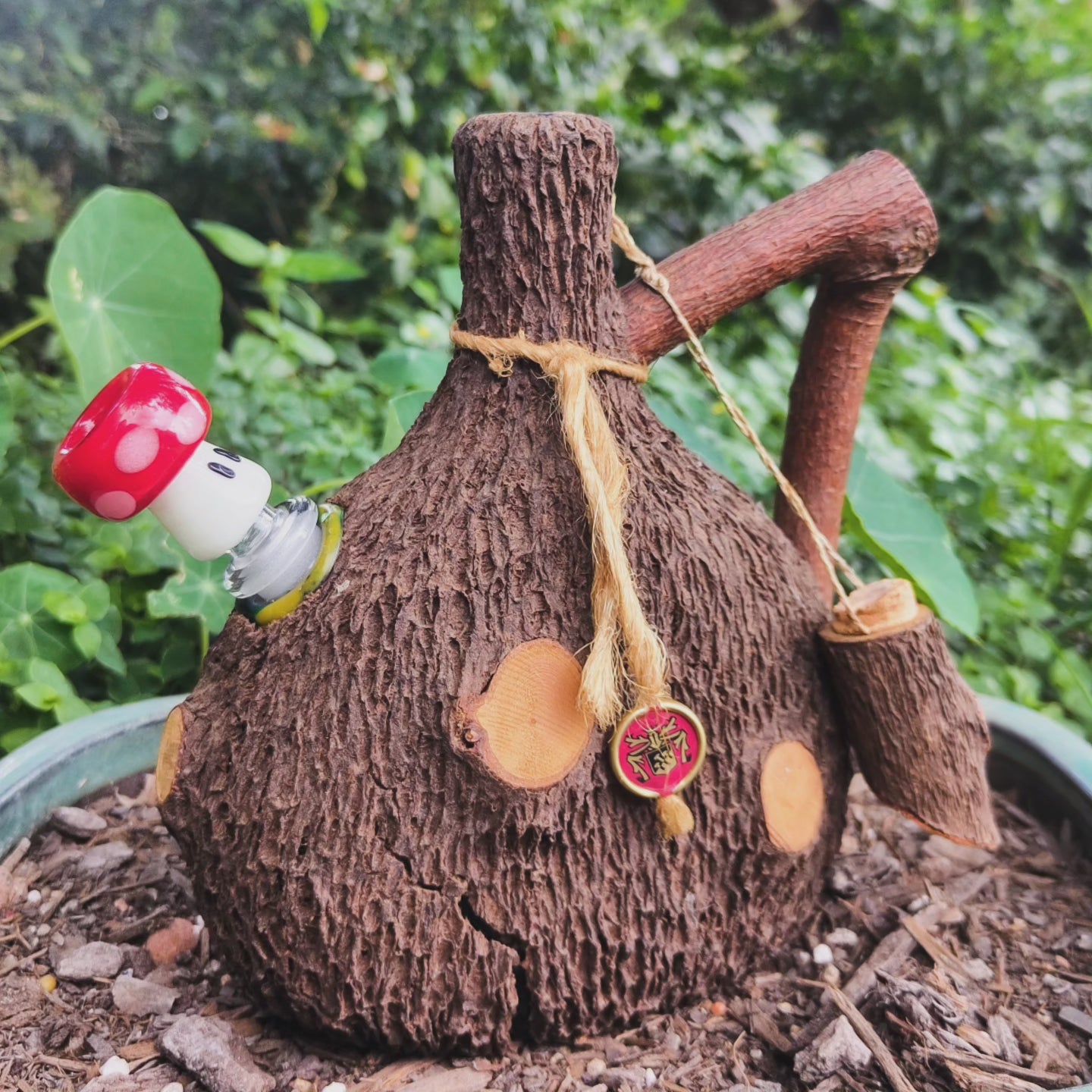 vintage rindenschmid bark decanter bong with mushroom bowl