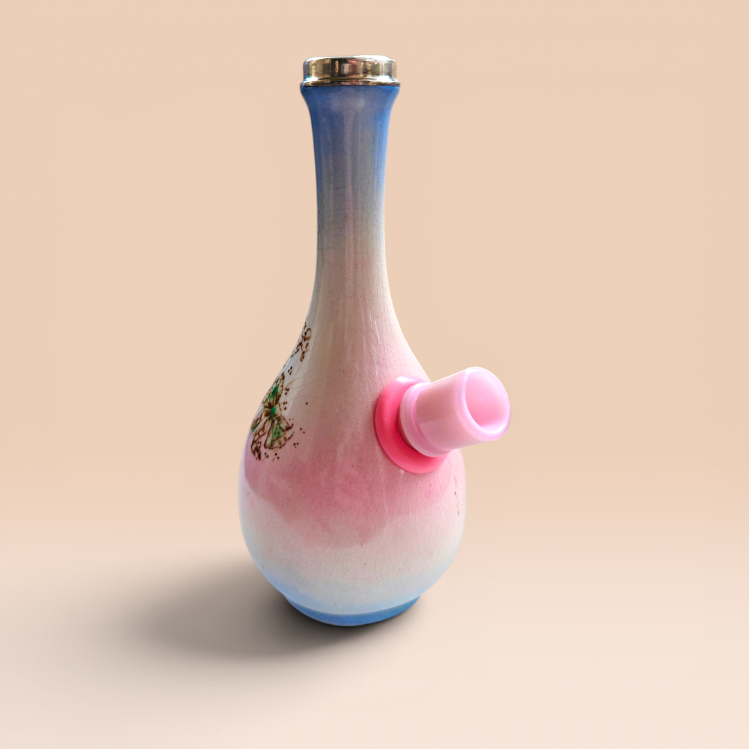 1880s sterling silver and china flower bong
