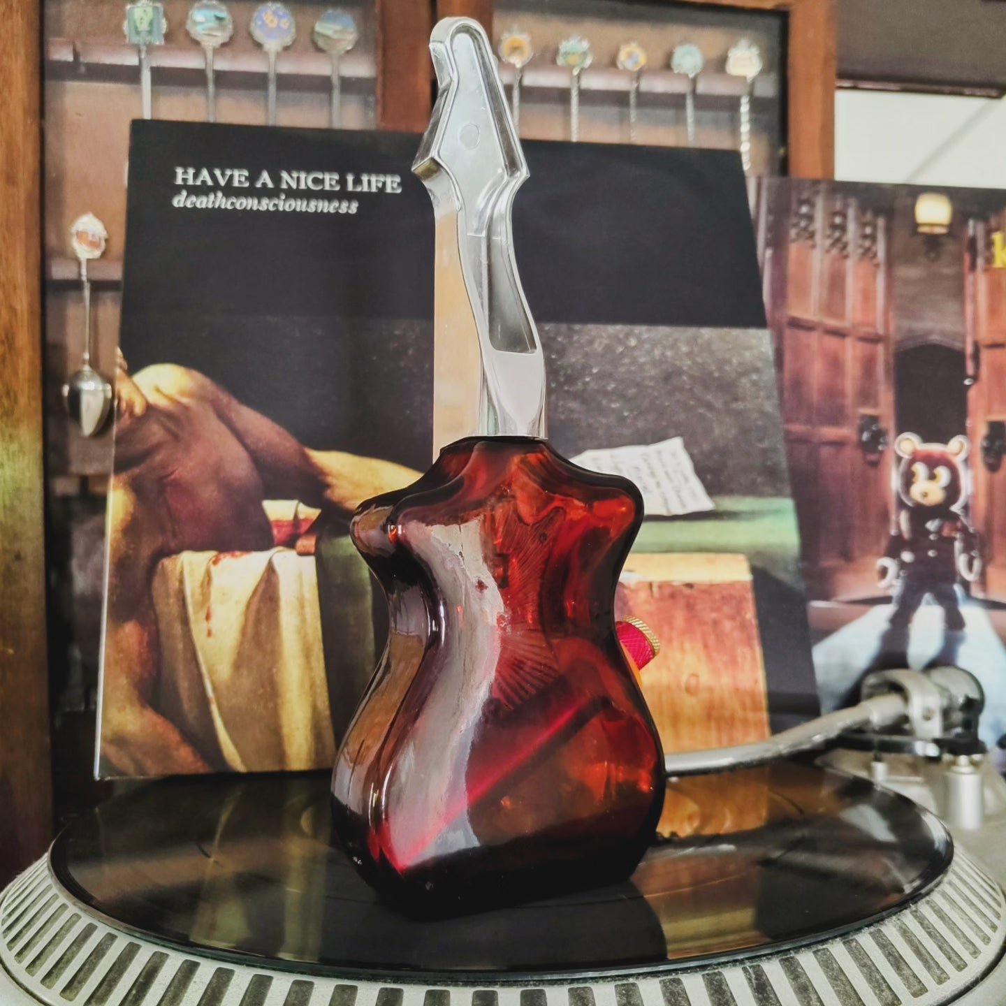 70's amber glass electric guitar bong aka jon bong jovi