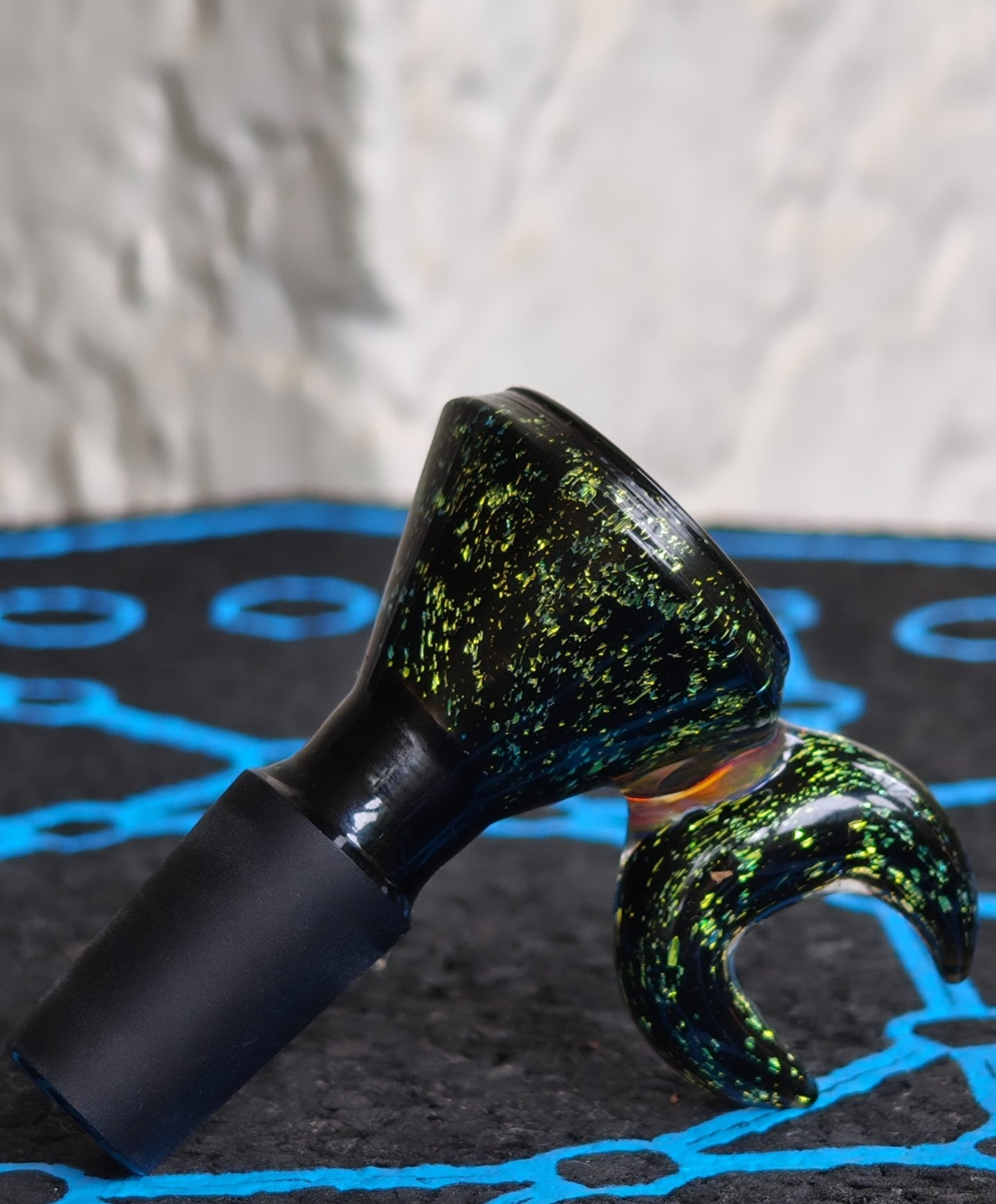 vintage greek hand painted metaxa decanter bong with glitter crescent moon coney