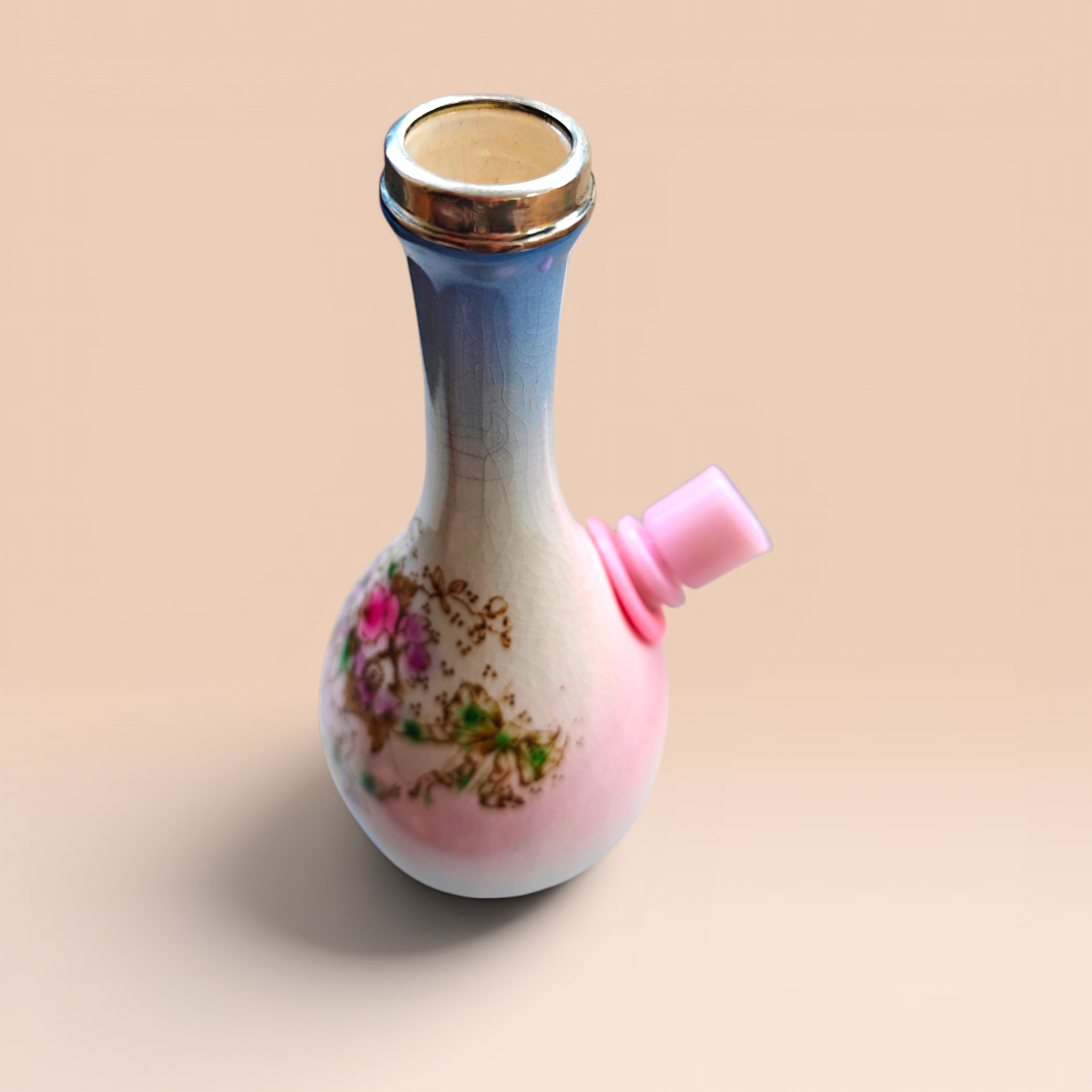 1880s sterling silver and china flower bong