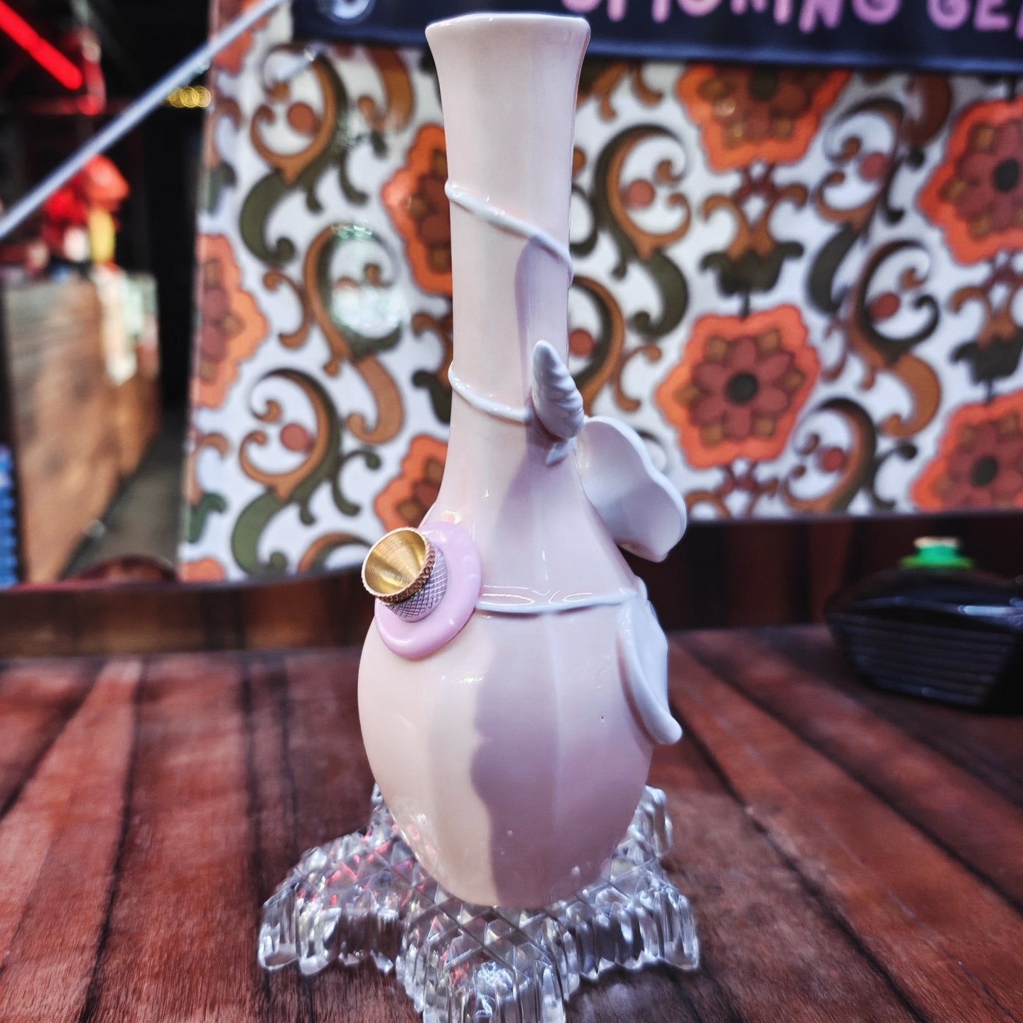 pastel pink mid centerury 3d flower vase bong
