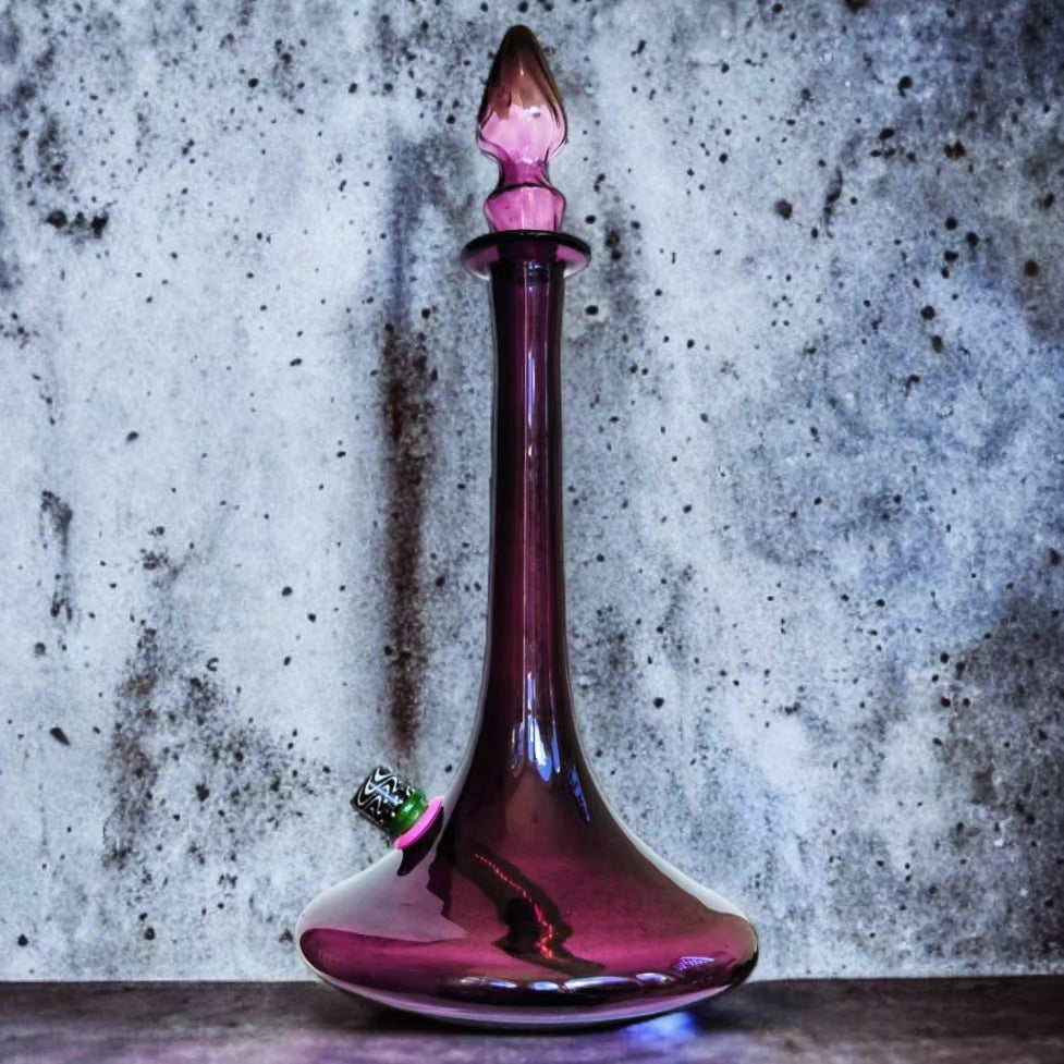 massive retro hand blown amethyst glass genie bong