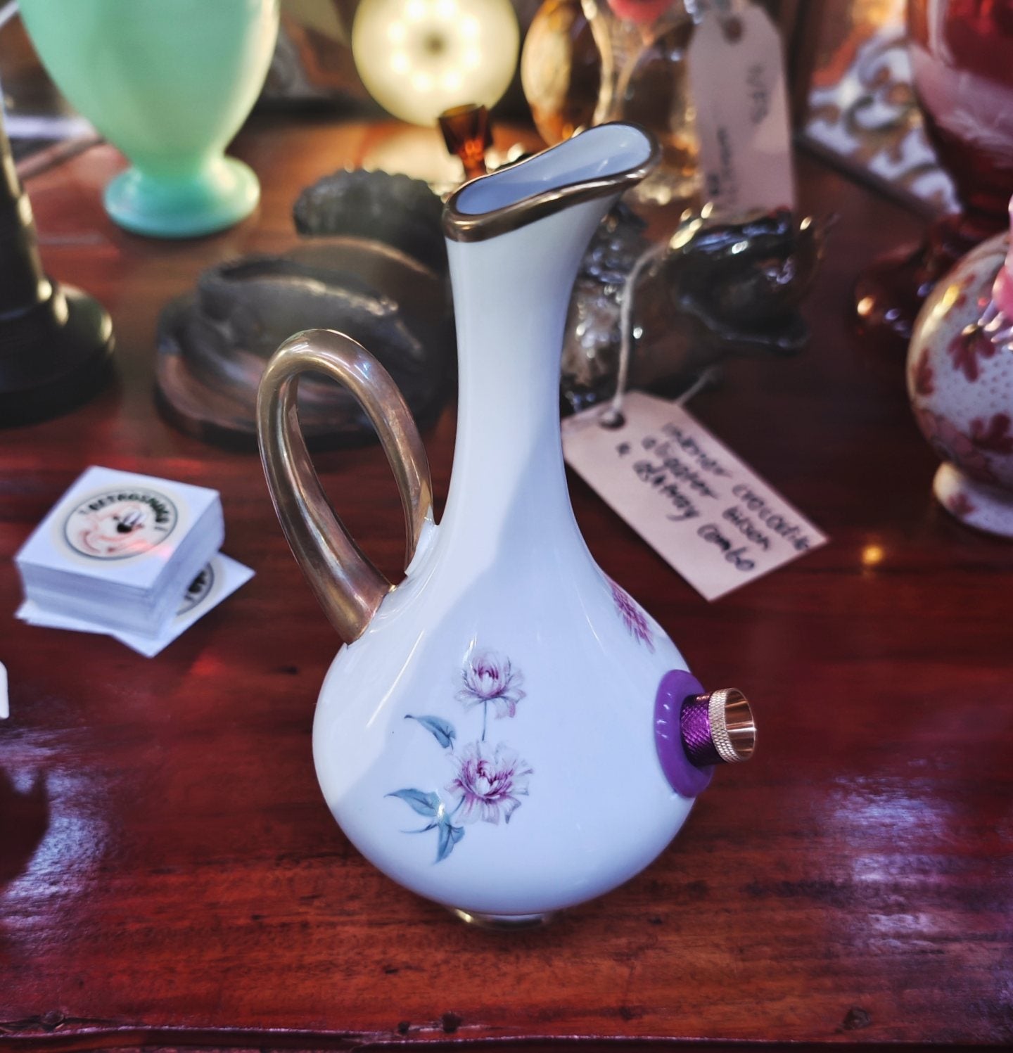 vintage western germany beauty and the beast vase bong