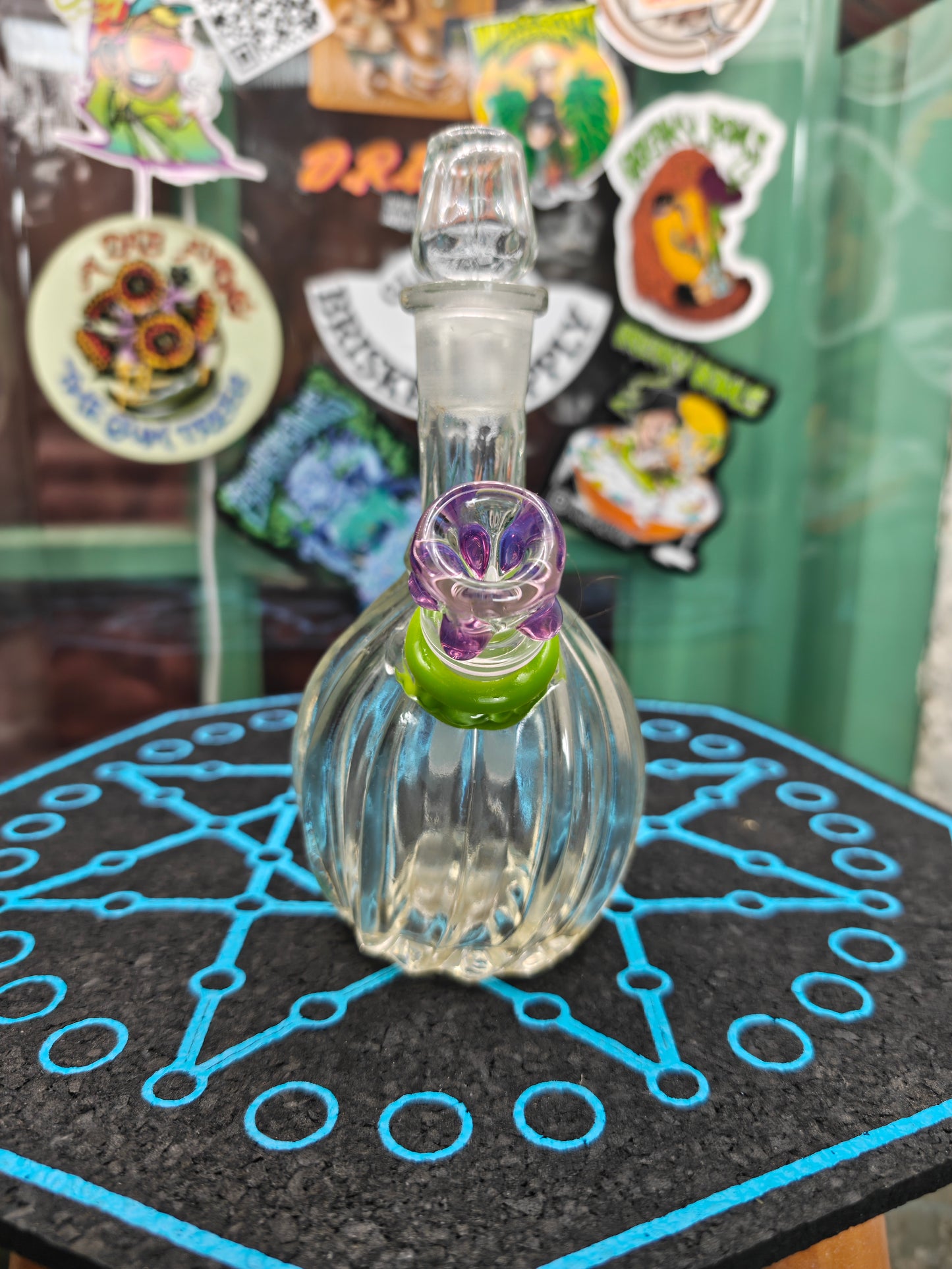 early 1900s hand blown glass medicines decanter