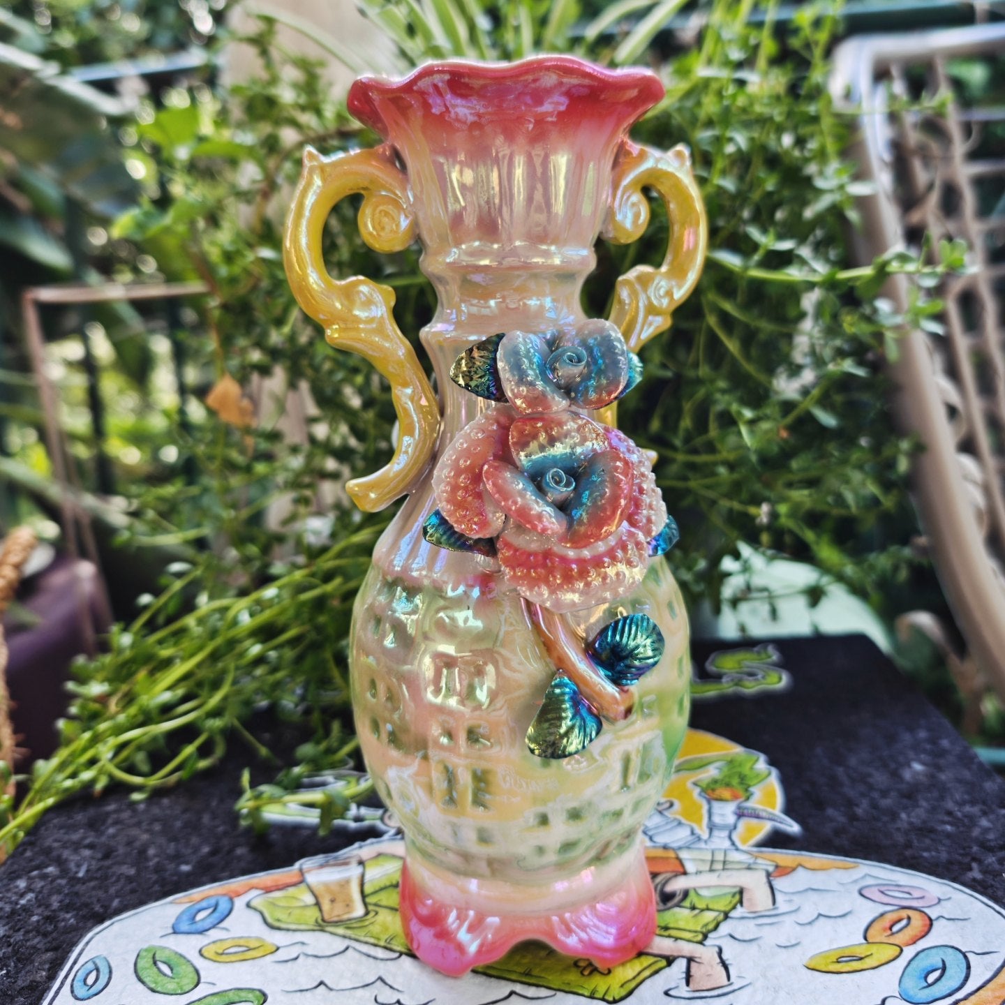 retro glitter flower super bong
