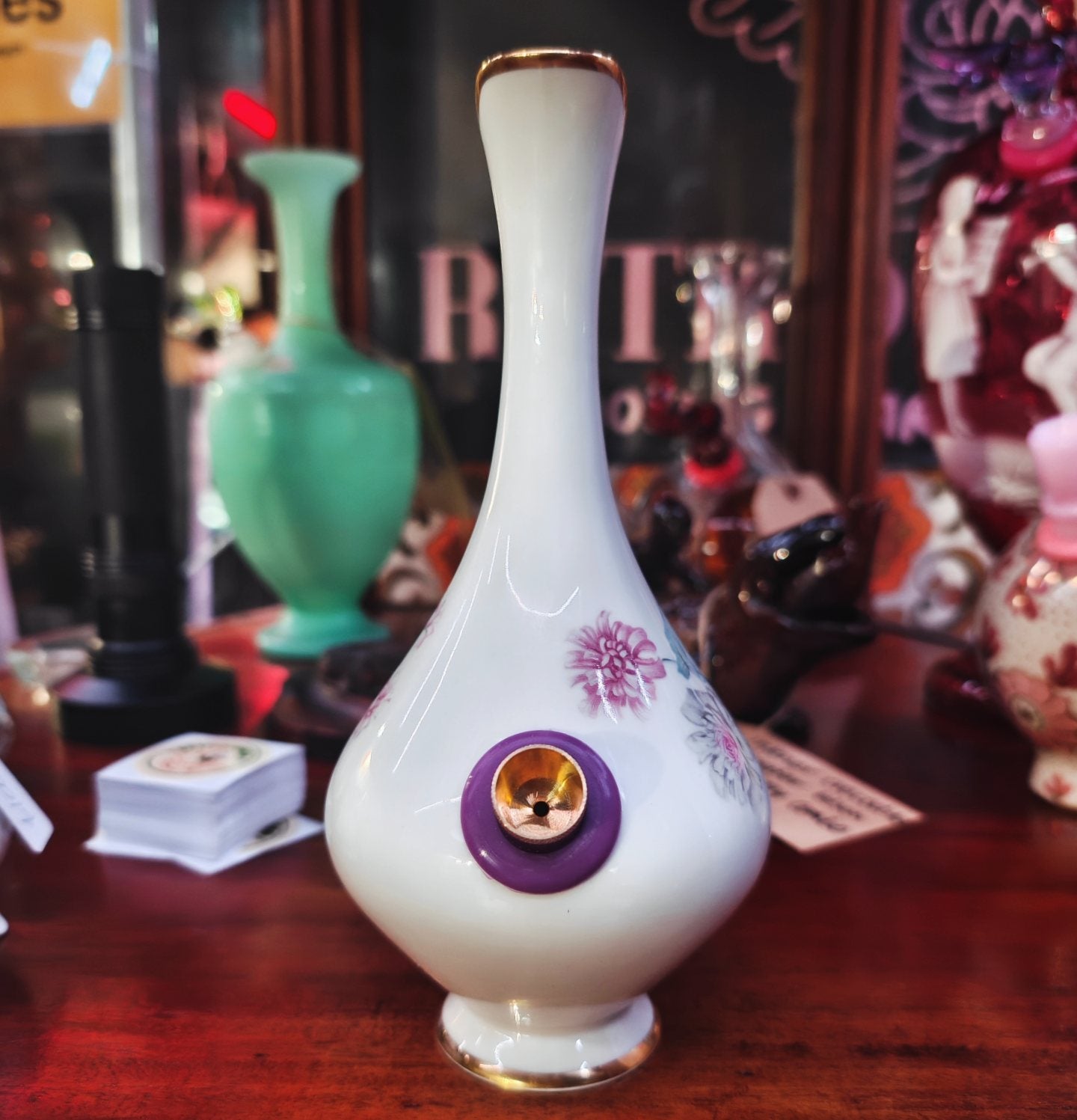 vintage western germany beauty and the beast vase bong
