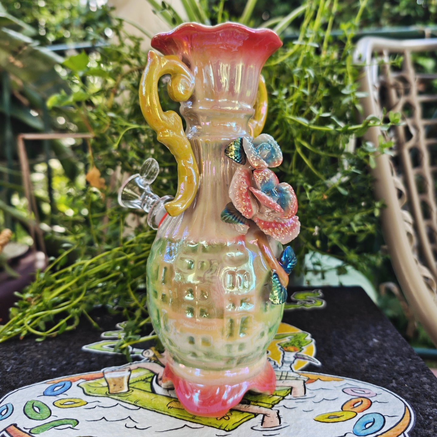 retro glitter flower super bong