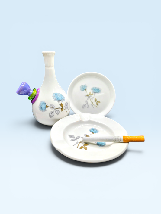 wedgewood ice rose 3 piece matching set with coaster and ashtray
